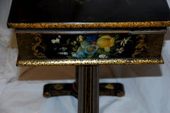English William IV Black Lacquered Hand Painted Dressing Table Pedestal Base