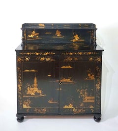 English William IV Chinoiserie Painted Chiffonier-form Cabinet, circa 1835