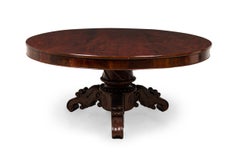 English William IV Circular Mahogany Veneer Center / Dining Table