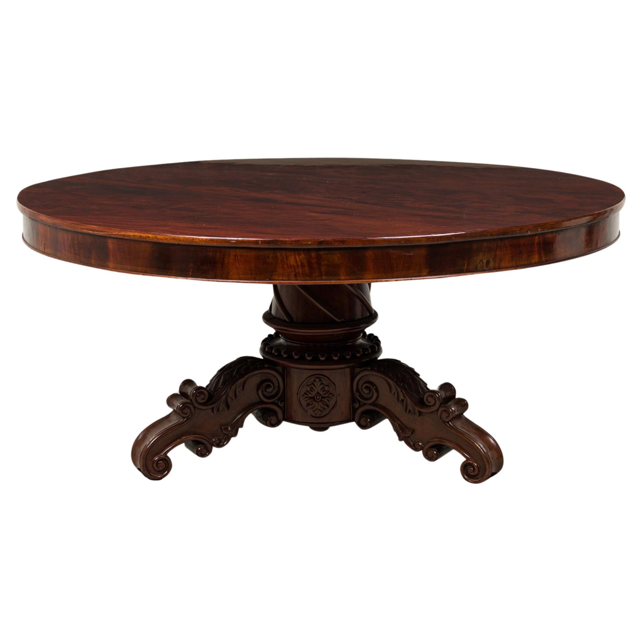 Mesa de centro/comedor inglesa William IV Circular chapada en caoba