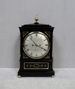 English William IV Ebonized and Brass Inlaid Bracket Clock by Charles Crews