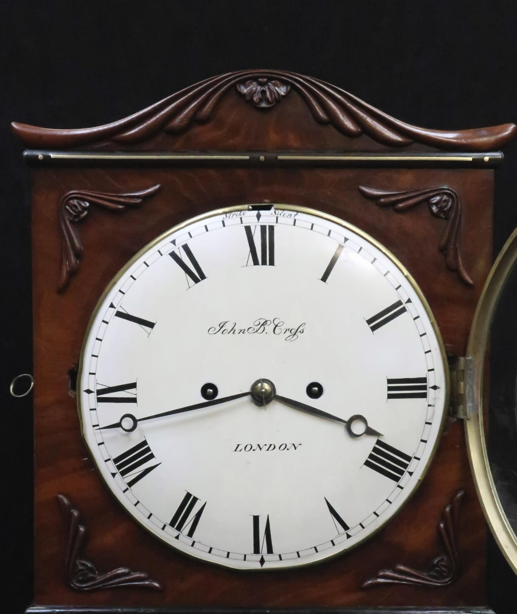 English William IV Figured Mahogany Bracket Clock with Pull Repeat Action In Good Condition In Macclesfield, GB