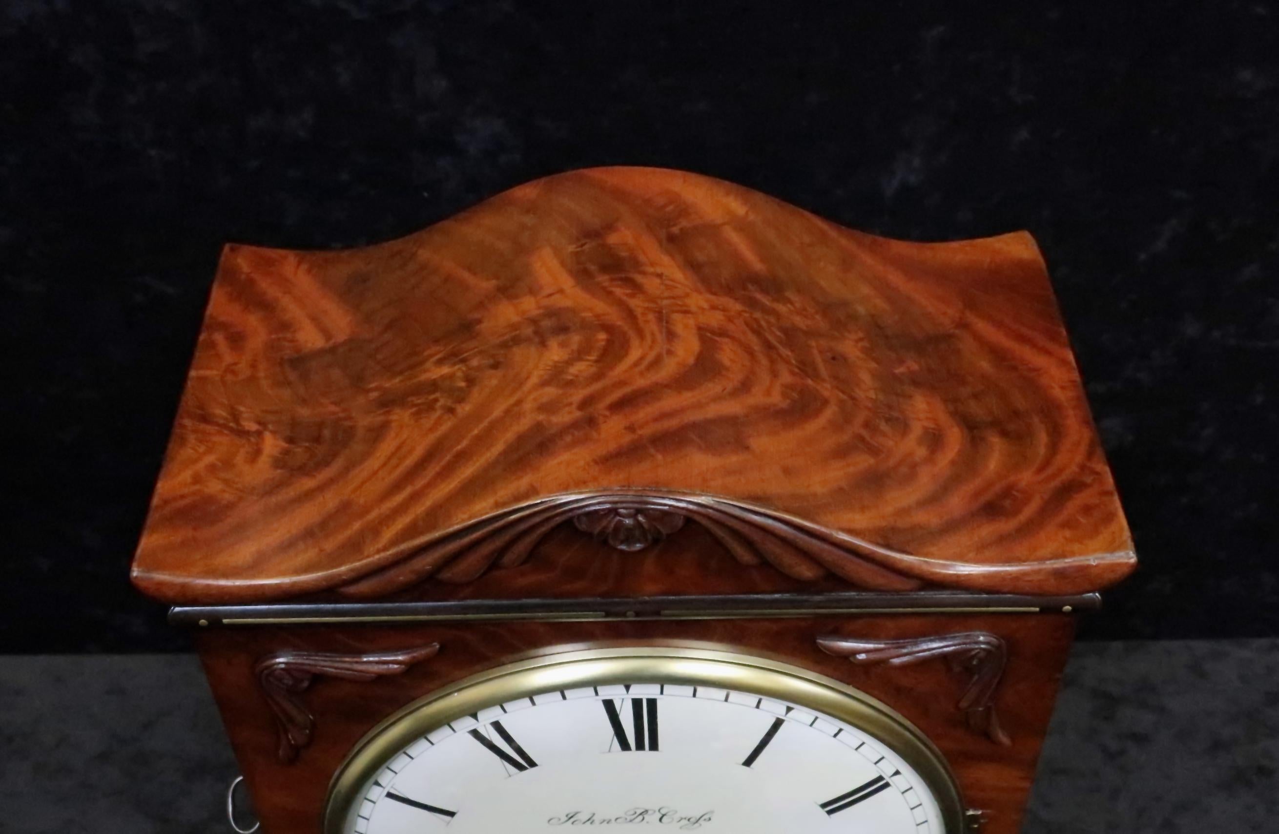 19th Century English William IV Figured Mahogany Bracket Clock with Pull Repeat Action