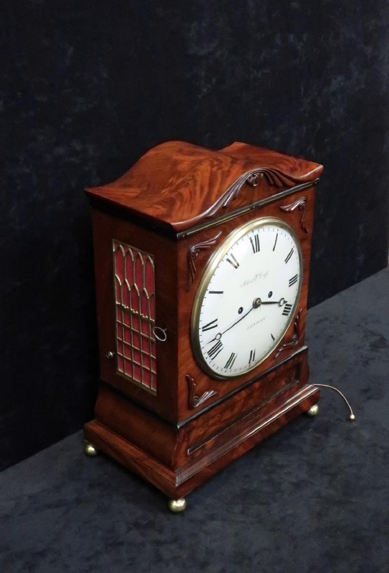 English William IV Figured Mahogany Bracket Clock with Pull Repeat Action 1