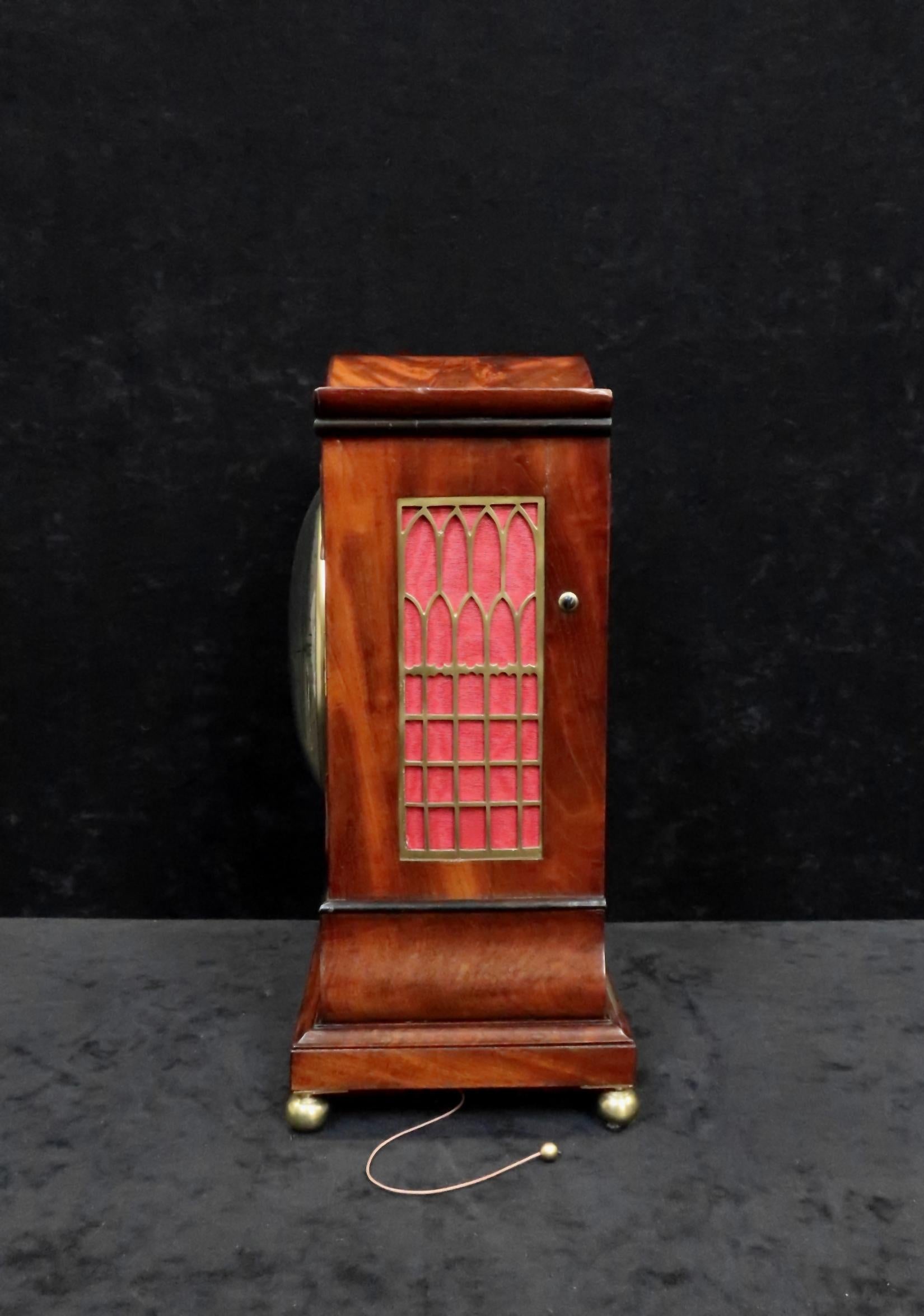 English William IV Figured Mahogany Bracket Clock with Pull Repeat Action 2