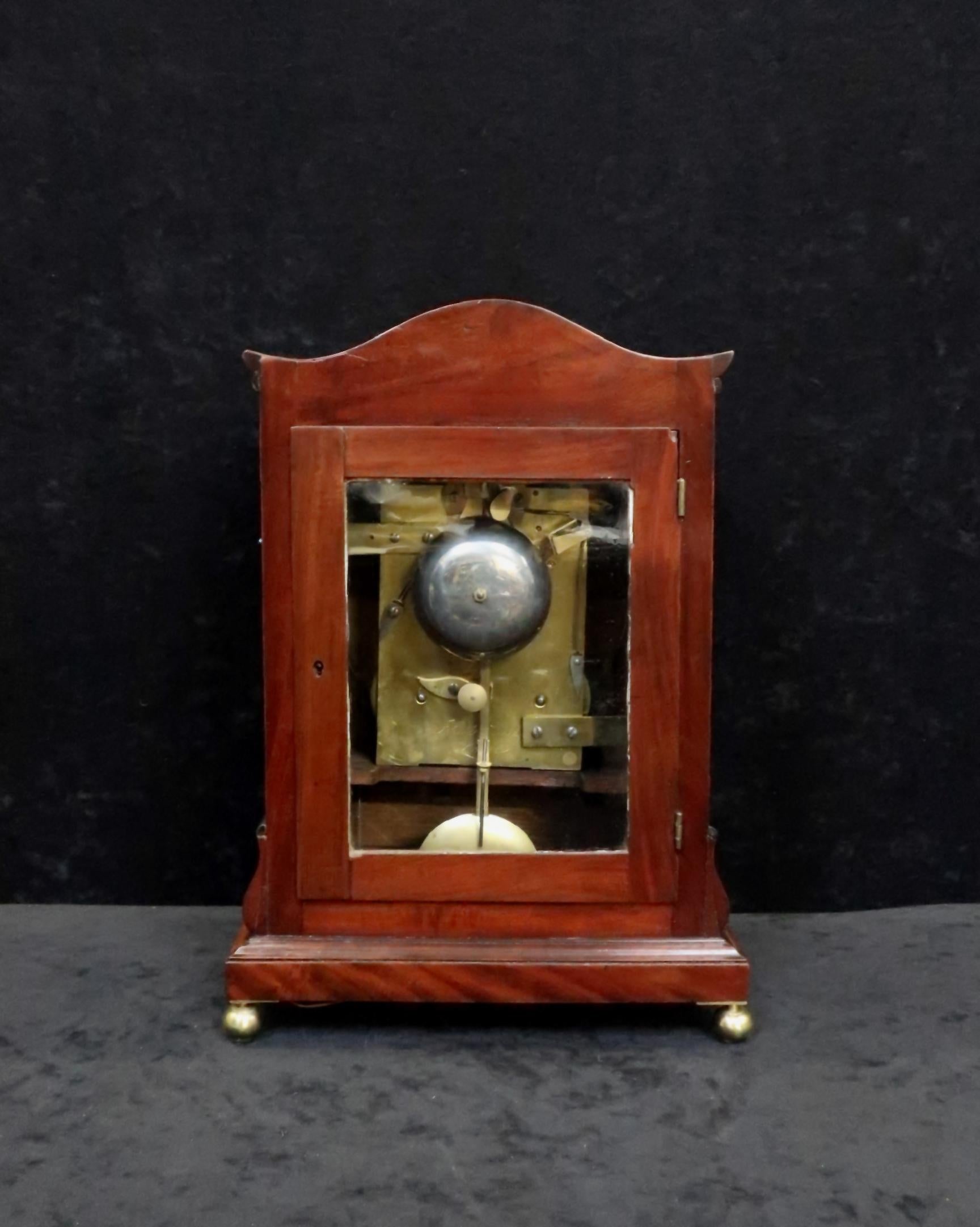 English William IV Figured Mahogany Bracket Clock with Pull Repeat Action 3