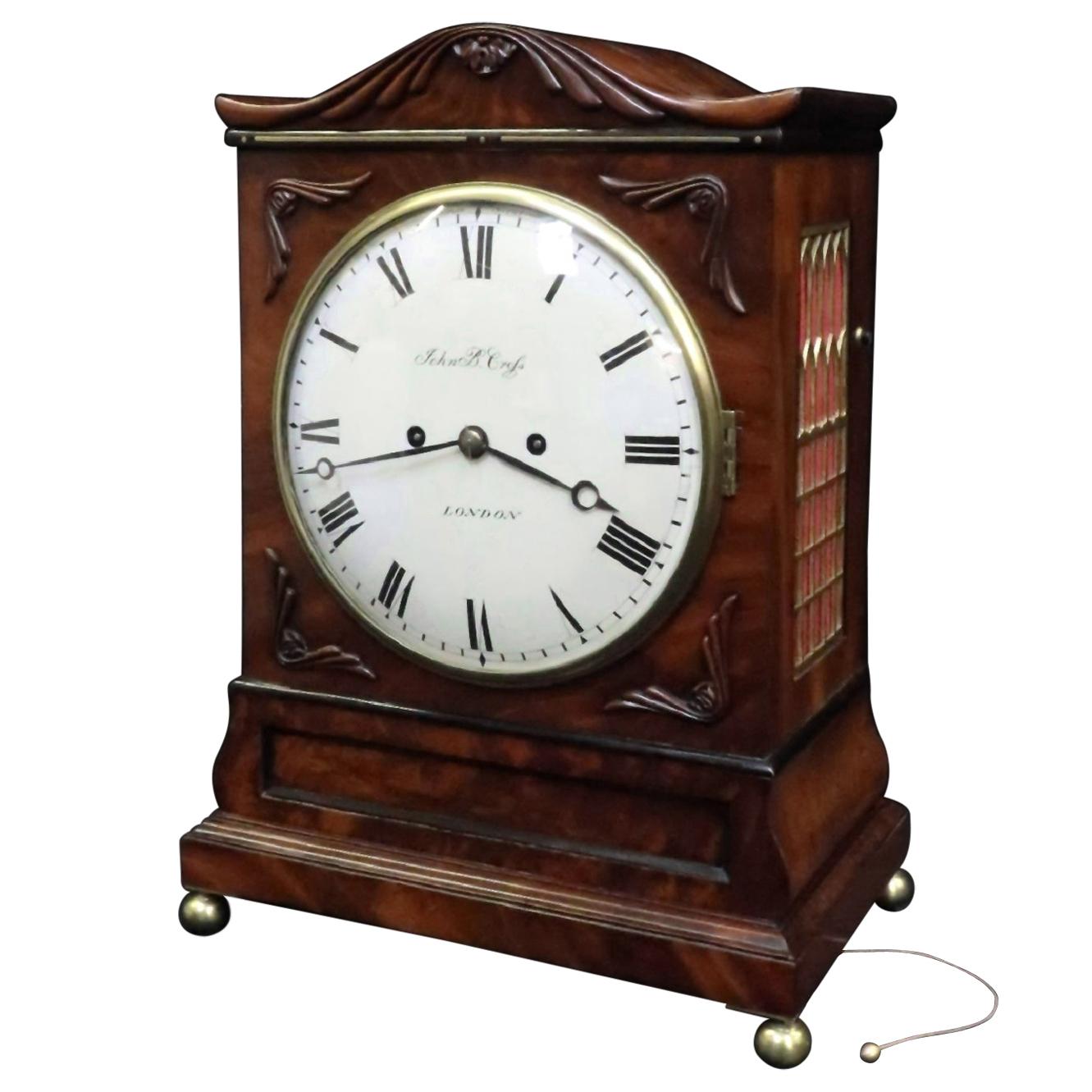 English William IV Figured Mahogany Bracket Clock with Pull Repeat Action