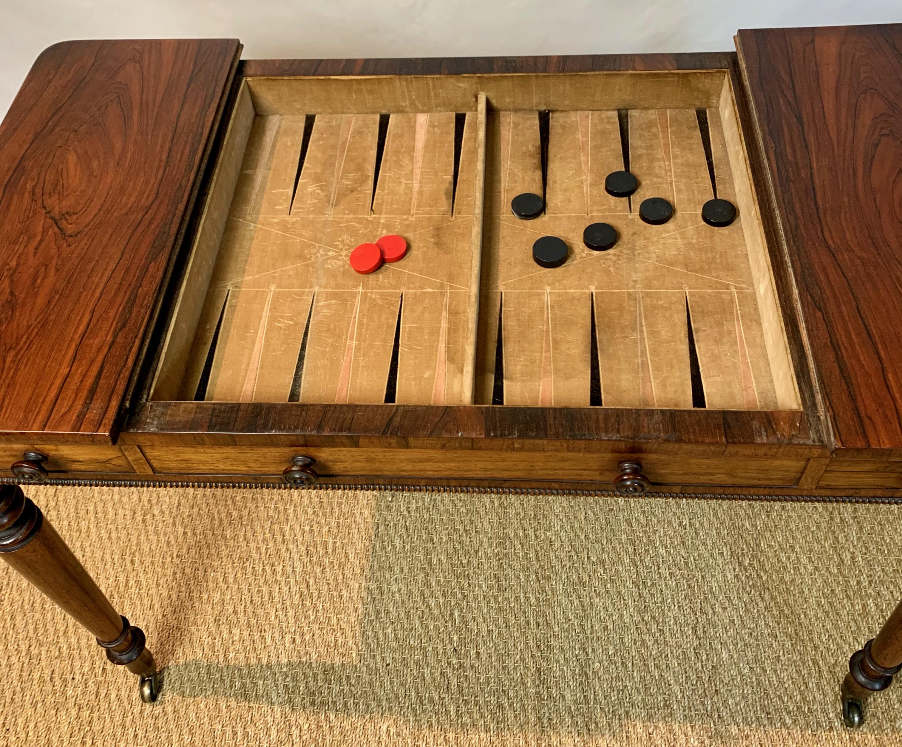 Rosewood English William IV Games or Tric Trac Table