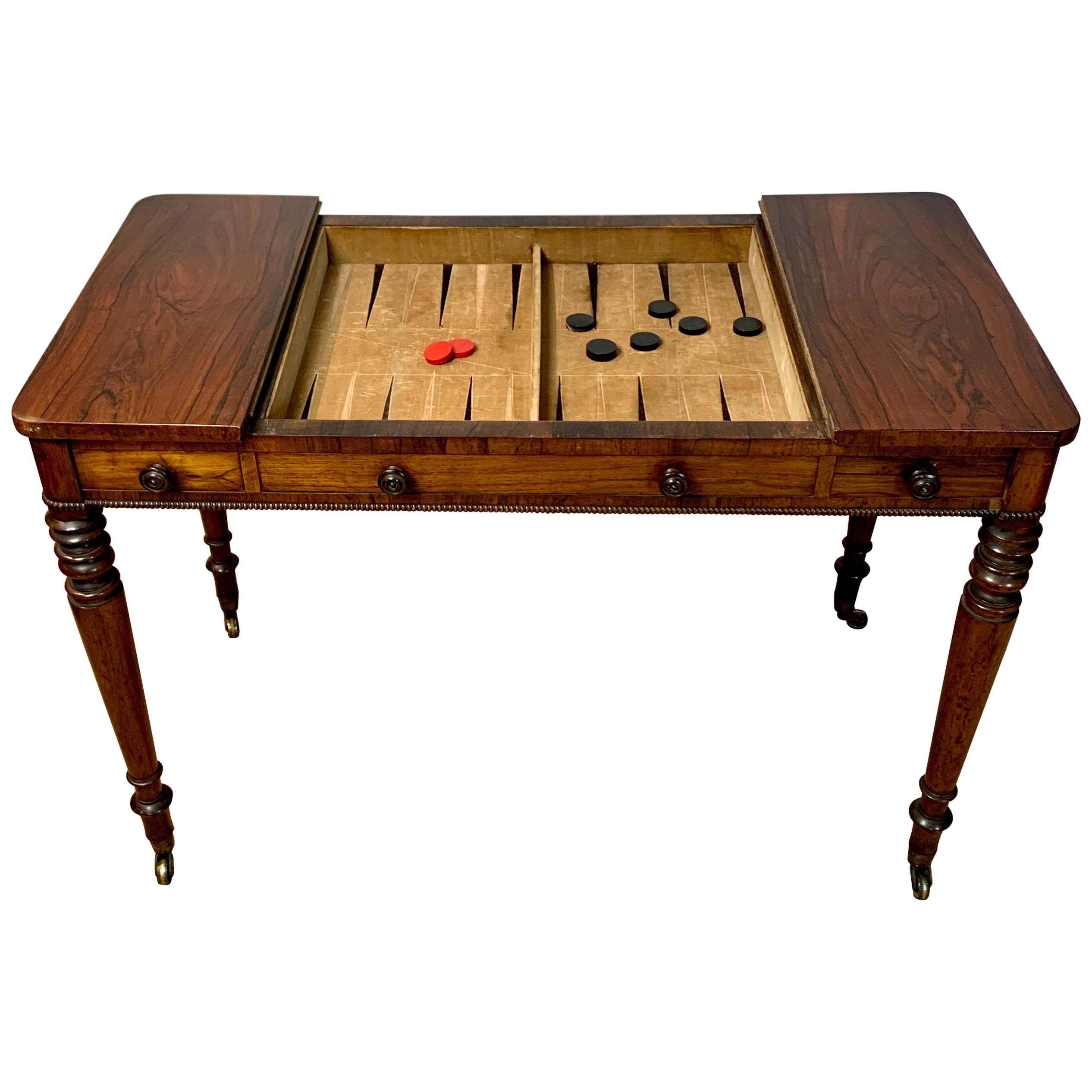 English William IV Games or Tric Trac Table