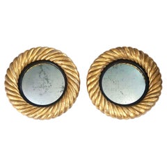 English William IV Giltwood Convex Mirrors of Unusual Form, Pair, circa 1830