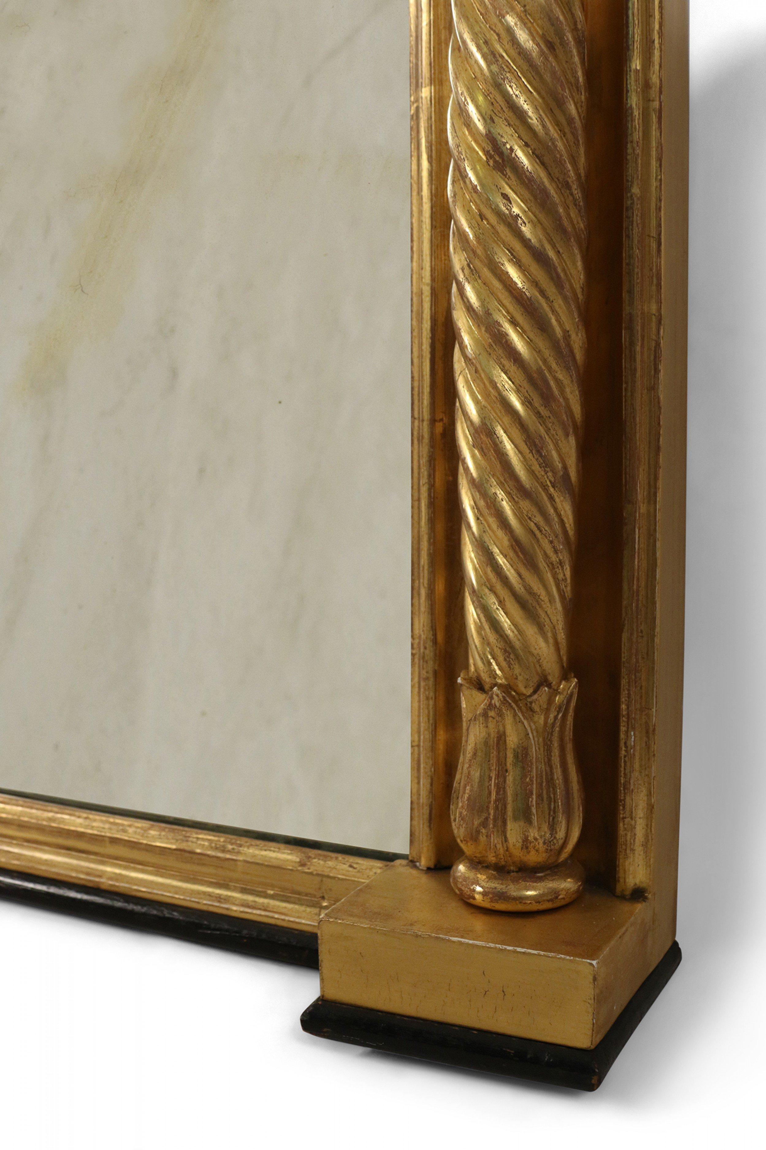 English William IV Large Carved Giltwood Over-Mantel Wall Mirror For Sale 7