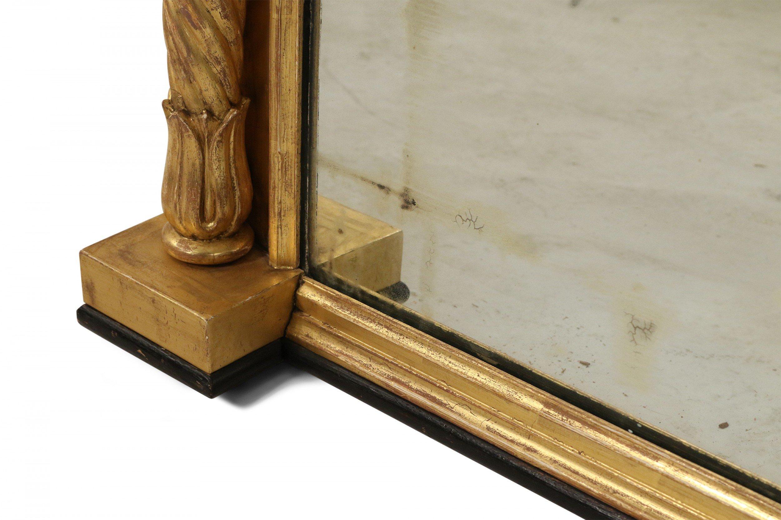 English William IV Large Carved Giltwood Over-Mantel Wall Mirror In Good Condition For Sale In New York, NY