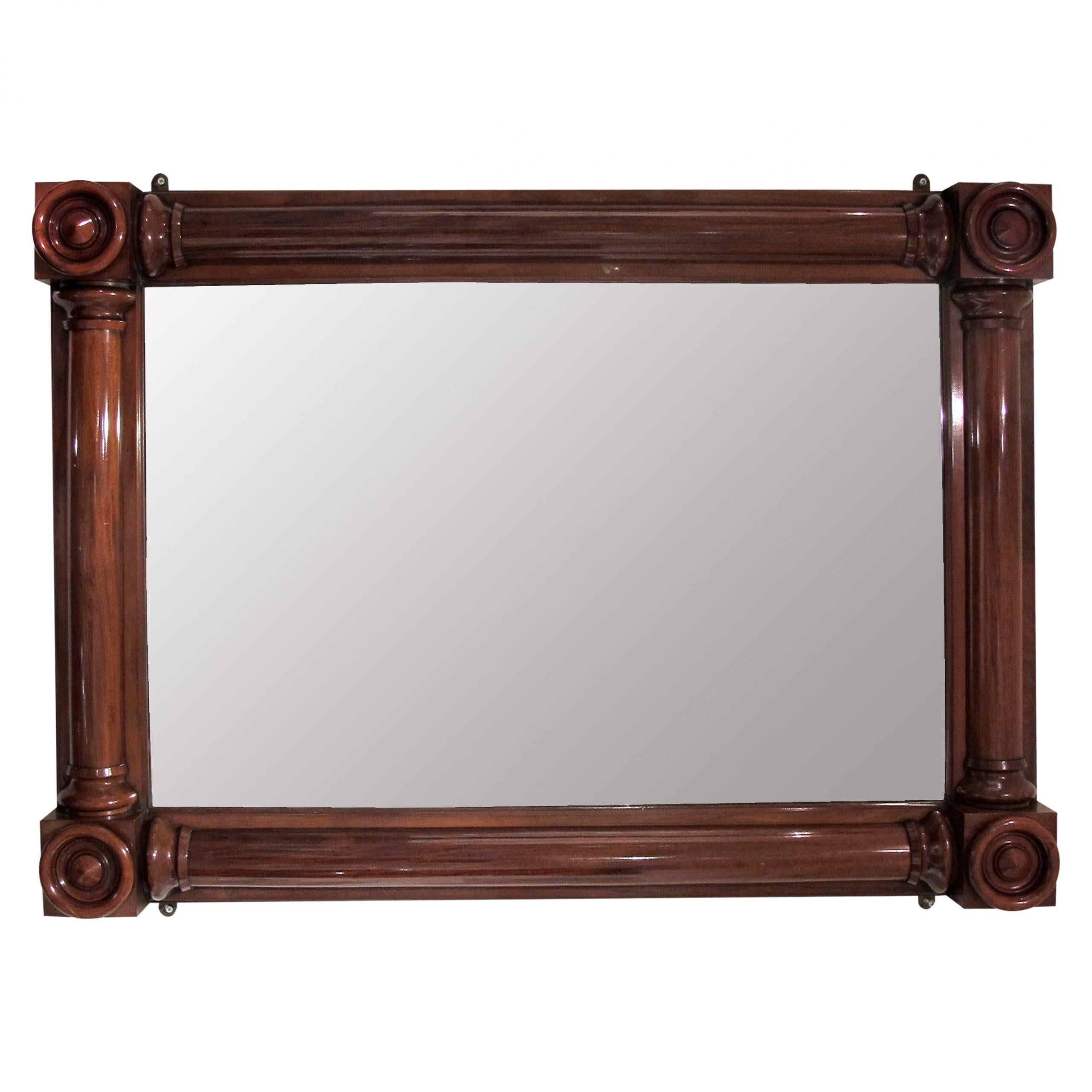 English, William IV Large Rectangular Mahogany Overmantel Mirror In Good Condition For Sale In London, GB