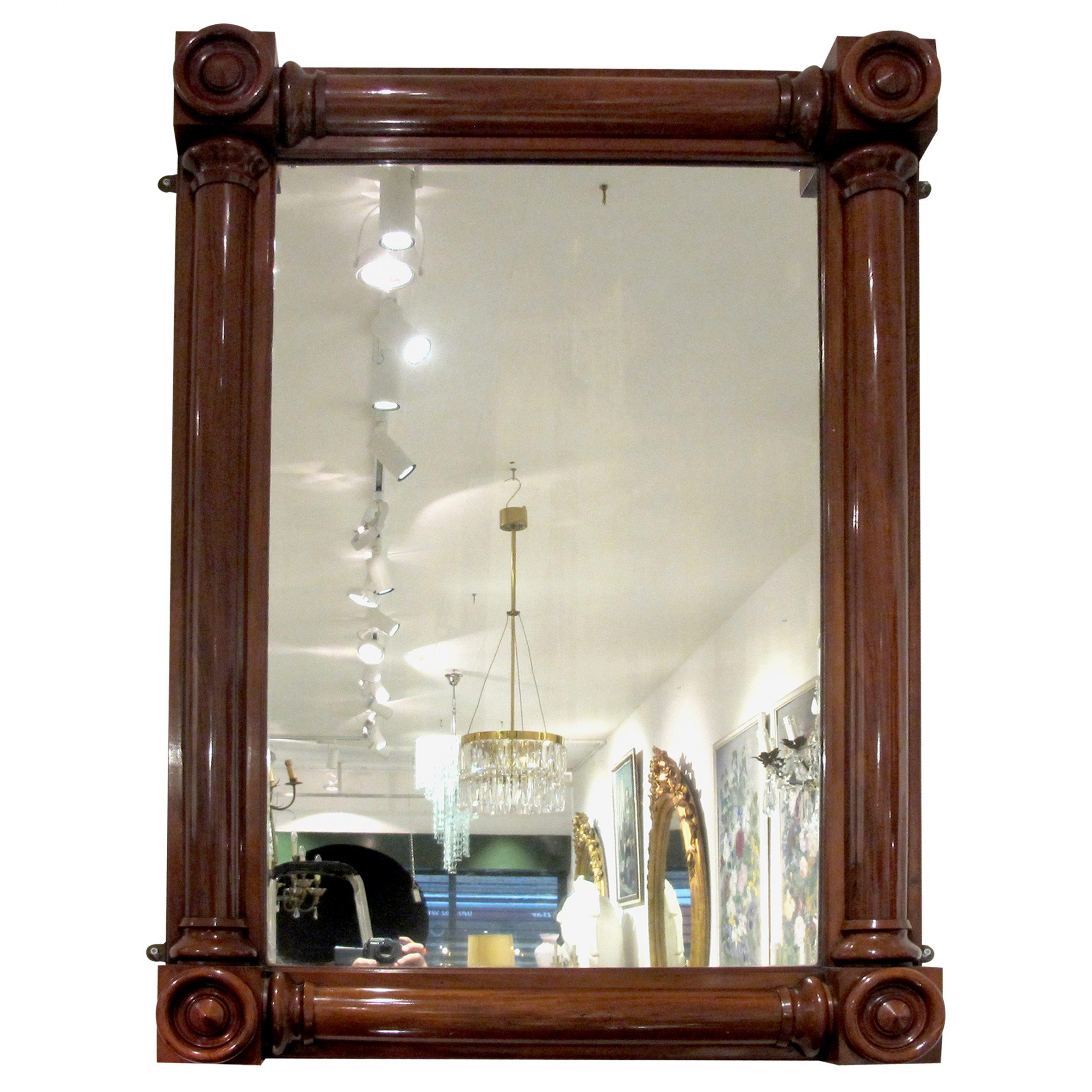 19th Century English, William IV Large Rectangular Mahogany Overmantel Mirror For Sale