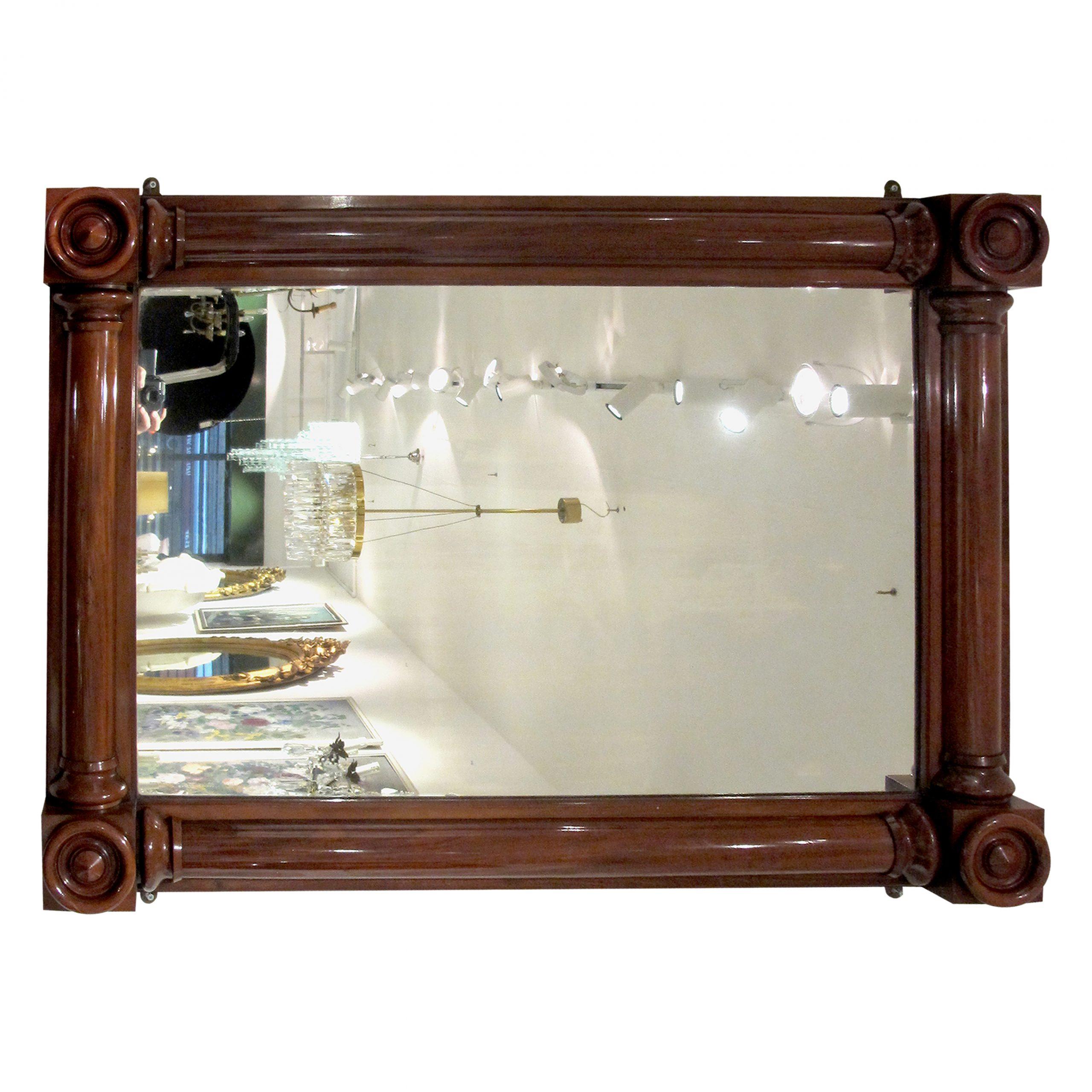 English, William IV Large Rectangular Mahogany Overmantel Mirror For Sale 1