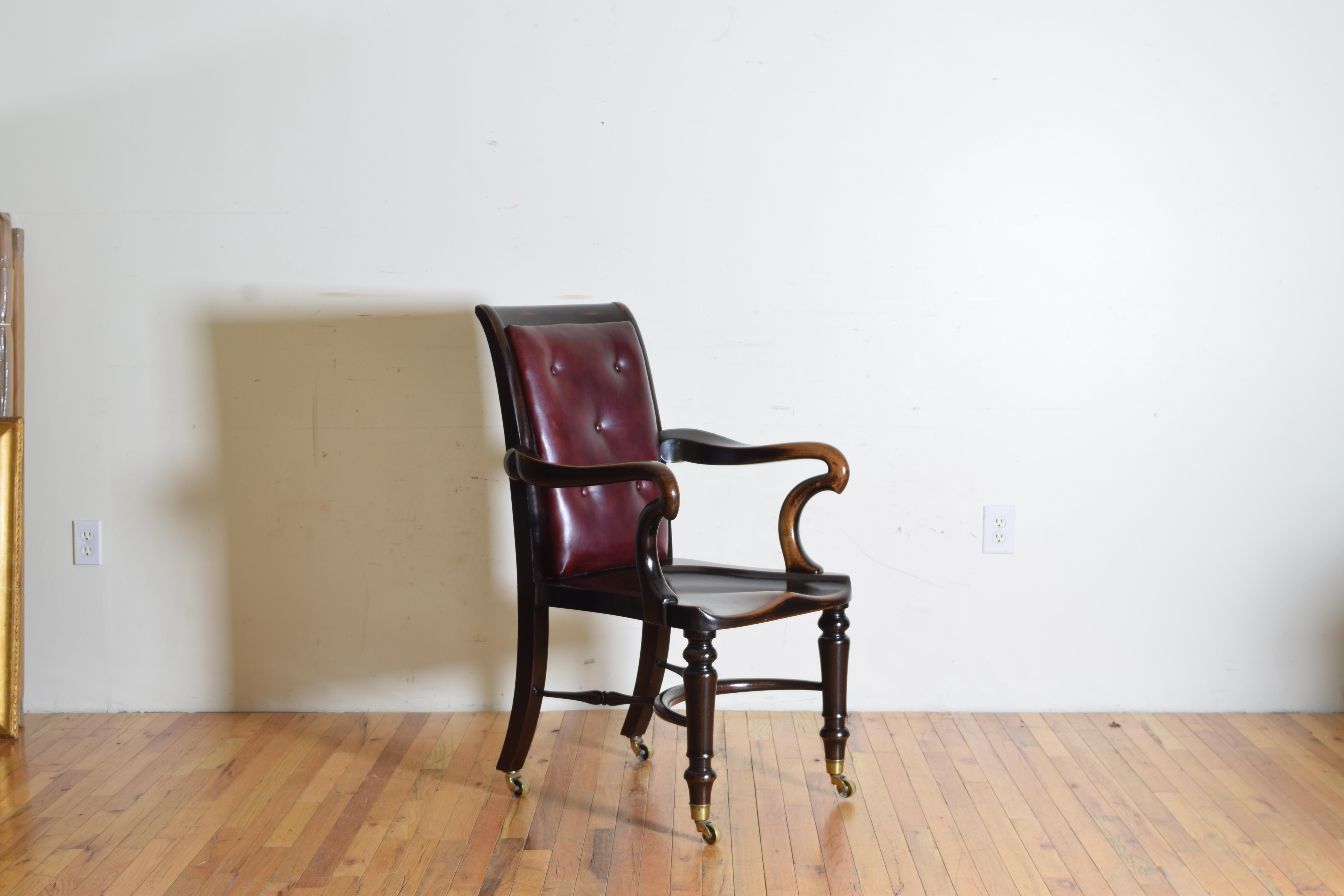 English William IV Mahogany and Leather Upholstered Desk Chair, Mid-19th Century In Good Condition In Atlanta, GA