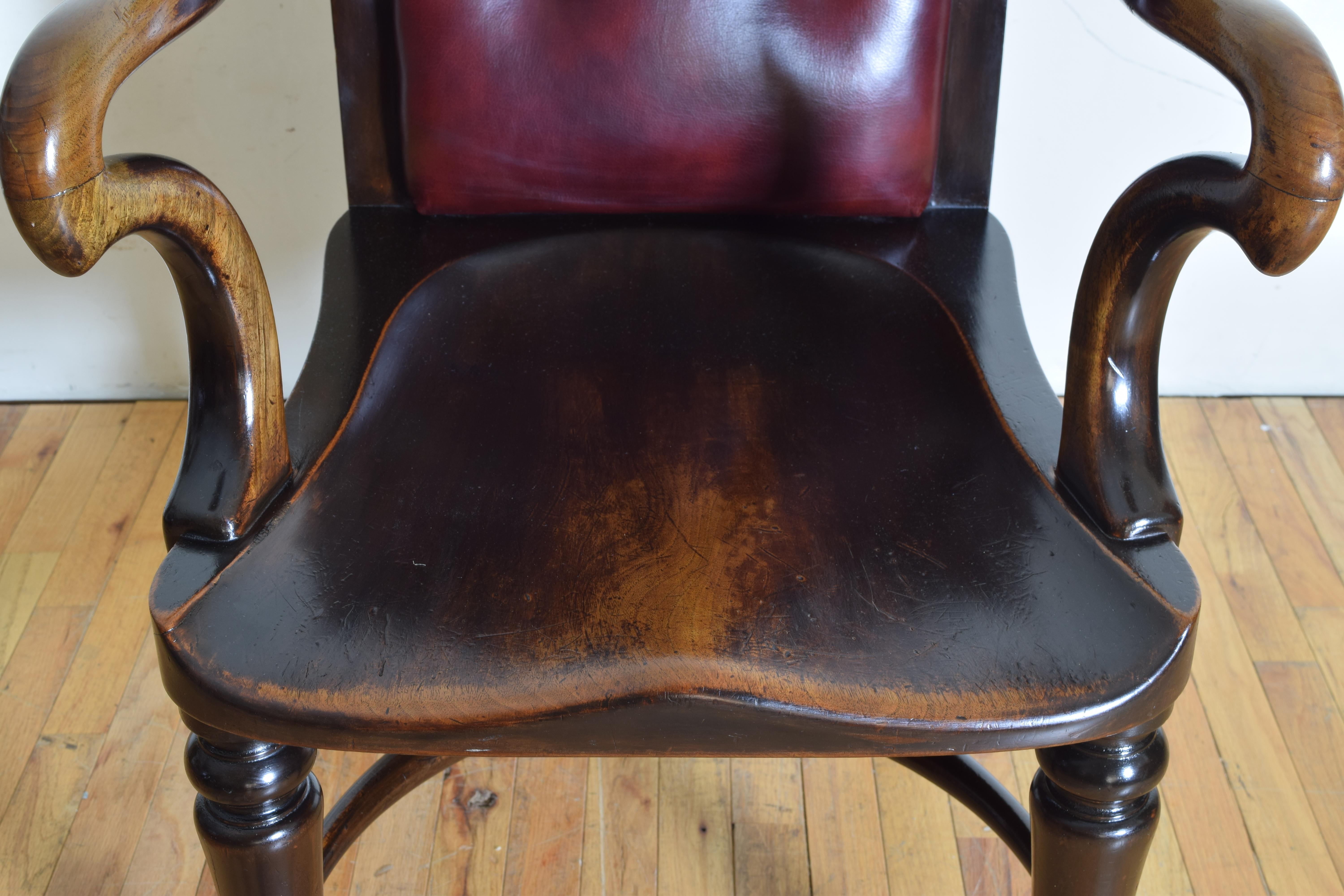 English William IV Mahogany and Leather Upholstered Desk Chair, Mid-19th Century 6