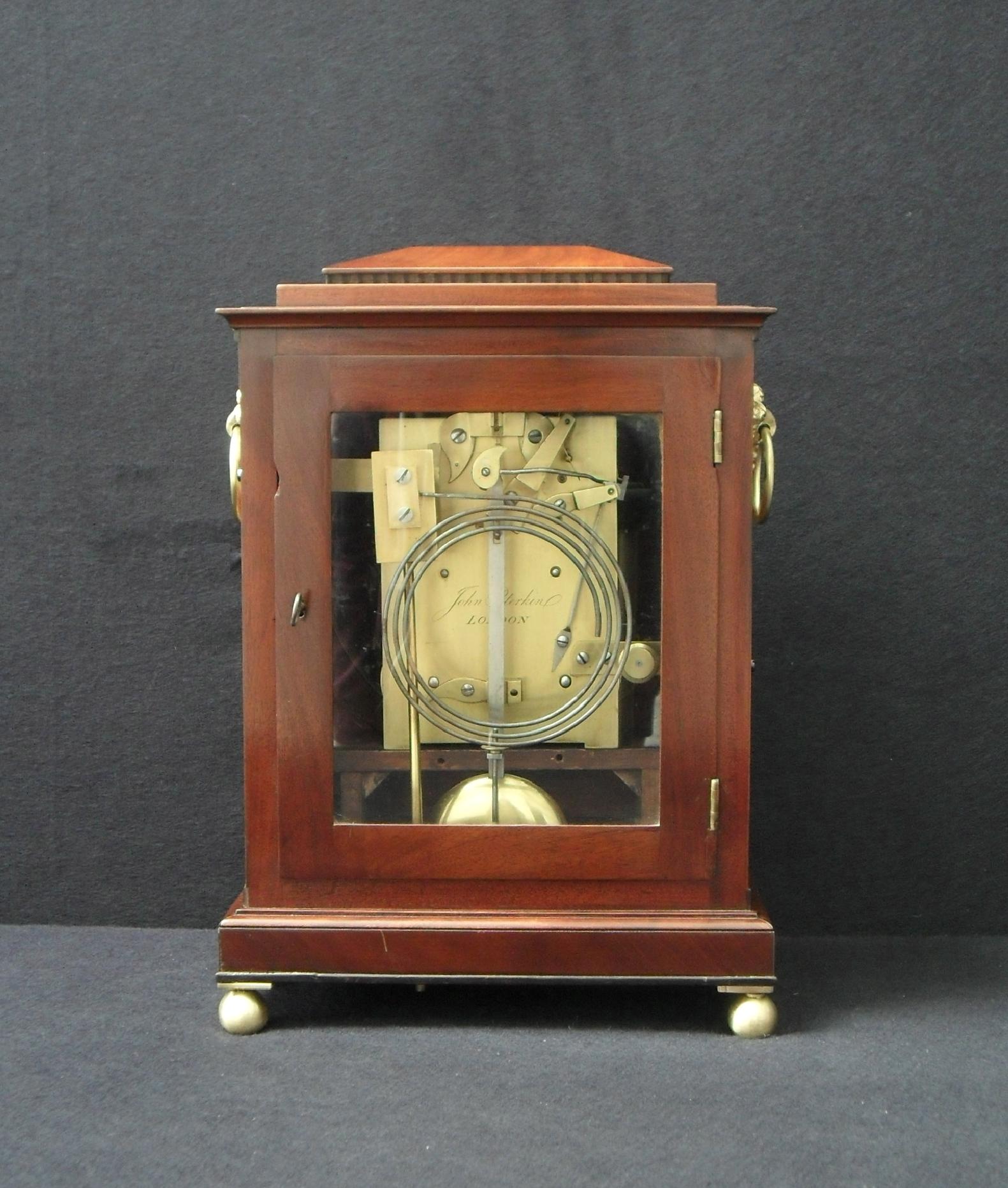 Brass English William IV Mahogany Bracket Clock with Pull Repeat Action For Sale