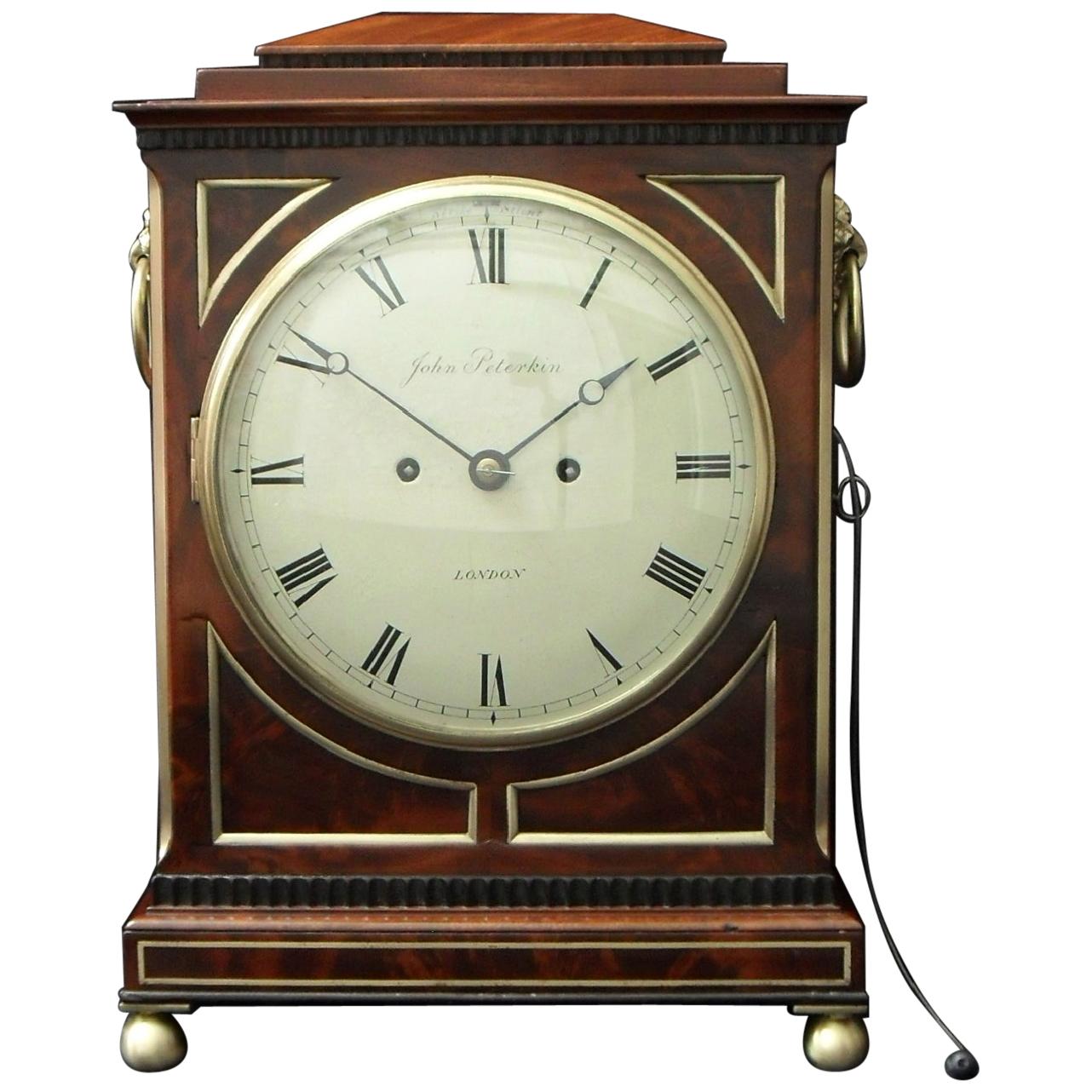 English William IV Mahogany Bracket Clock with Pull Repeat Action For Sale