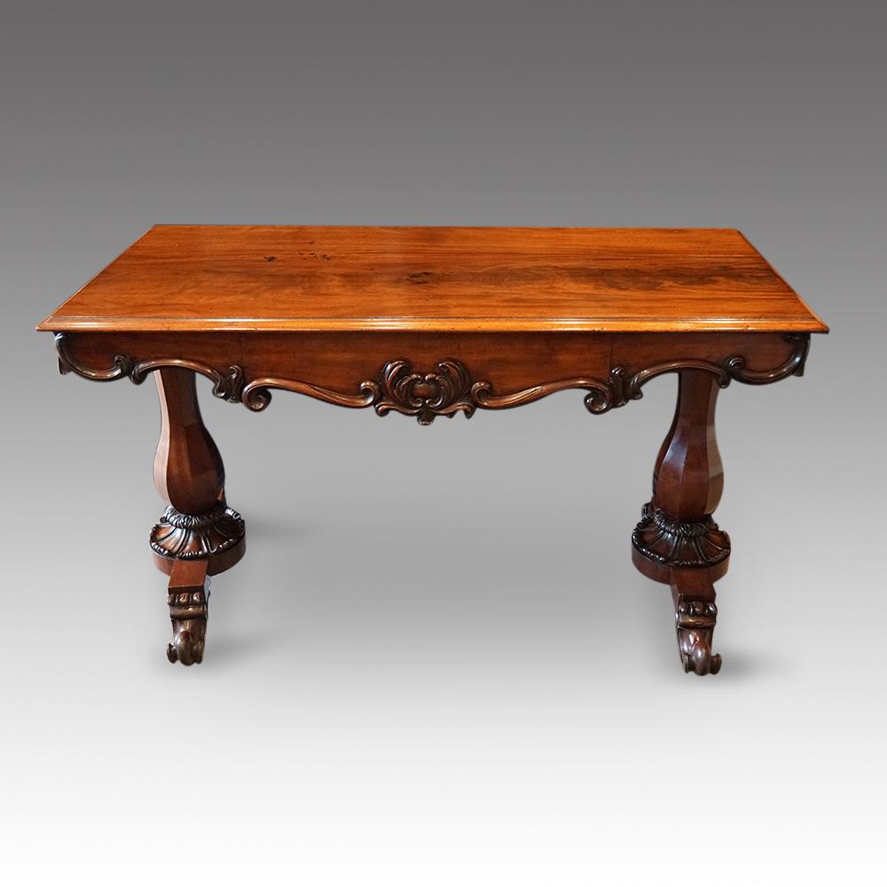 English William IV Mahogany Gentlemans Country House Library Table, circa 1830 4