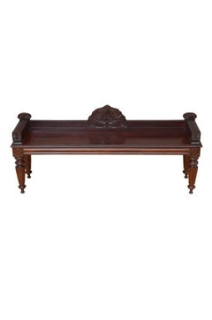 English William IV Mahogany Hall Seat Hall Bench