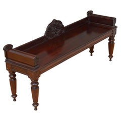 Antique English William IV Mahogany Hall Seat Hall Bench