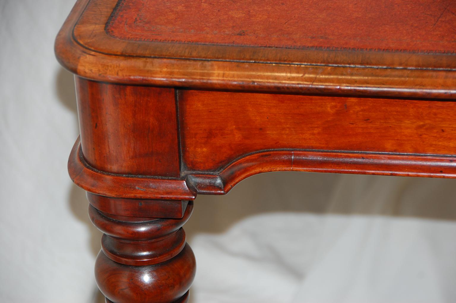 English William IV Mahogany Leather Top Writing Table 1