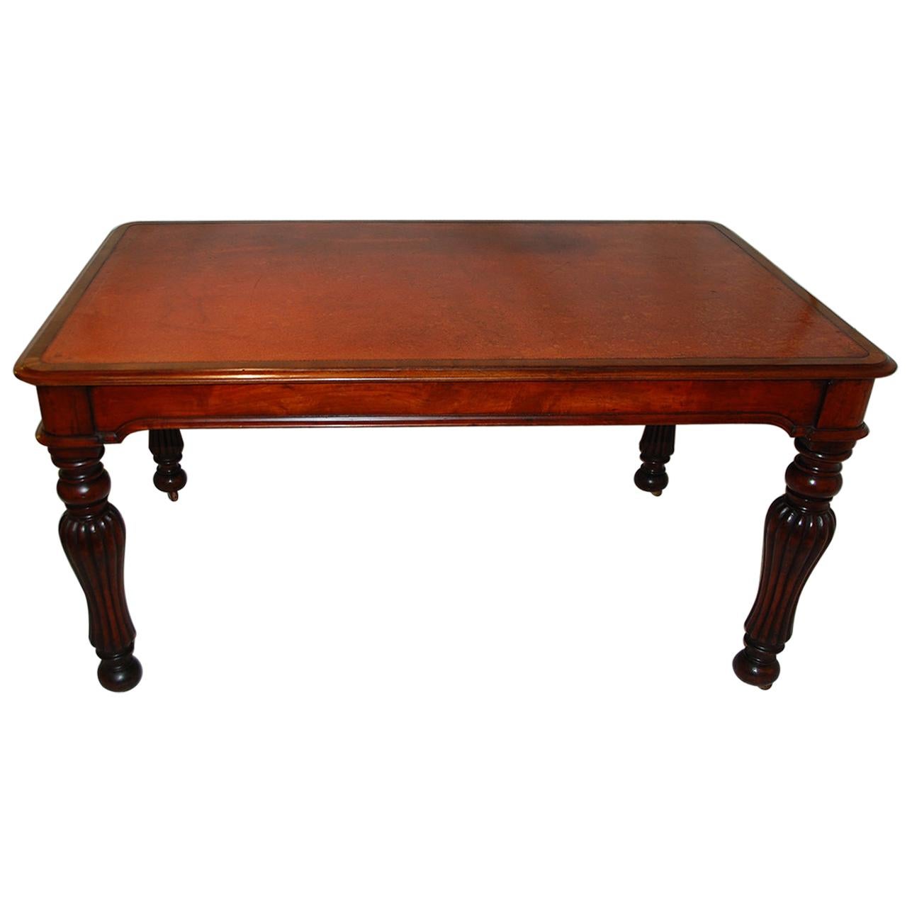 English William IV Mahogany Leather Top Writing Table