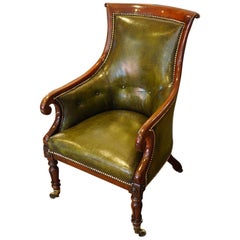 English William iv Mahogany Library Bergere Chair, circa 1820