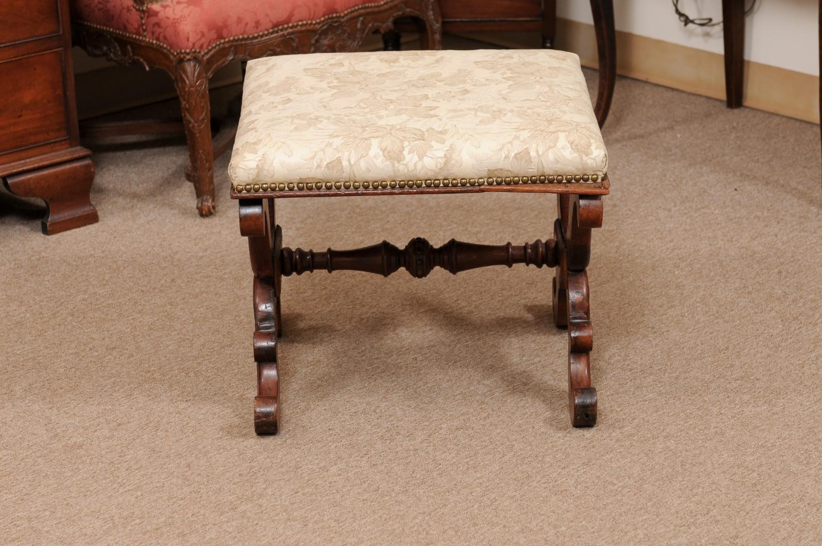 English William IV Mahogany X Form Bench with Upholstered Seat, ca. 1830 For Sale 3