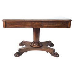 English William IV Neoclassical Rosewood Pedestal Form Library Table, circa 1835