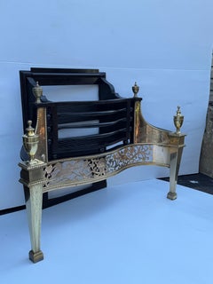 English William IV Ormolu Brass Fireplace Grate with Dragons & Serpents