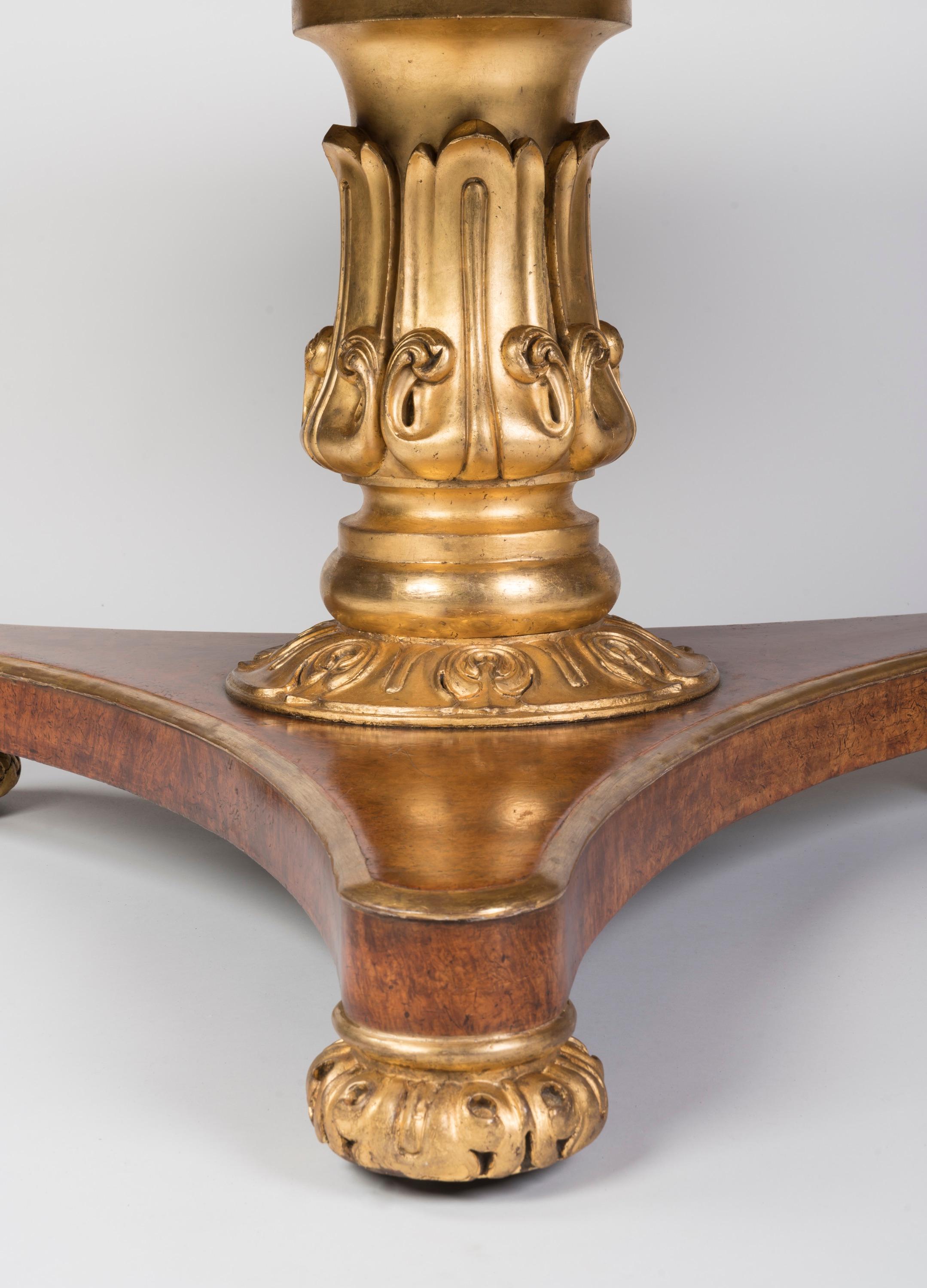 English William IV Period Burr Elm Parcel-Gilt Centre Table Attributed to Seddon For Sale 2