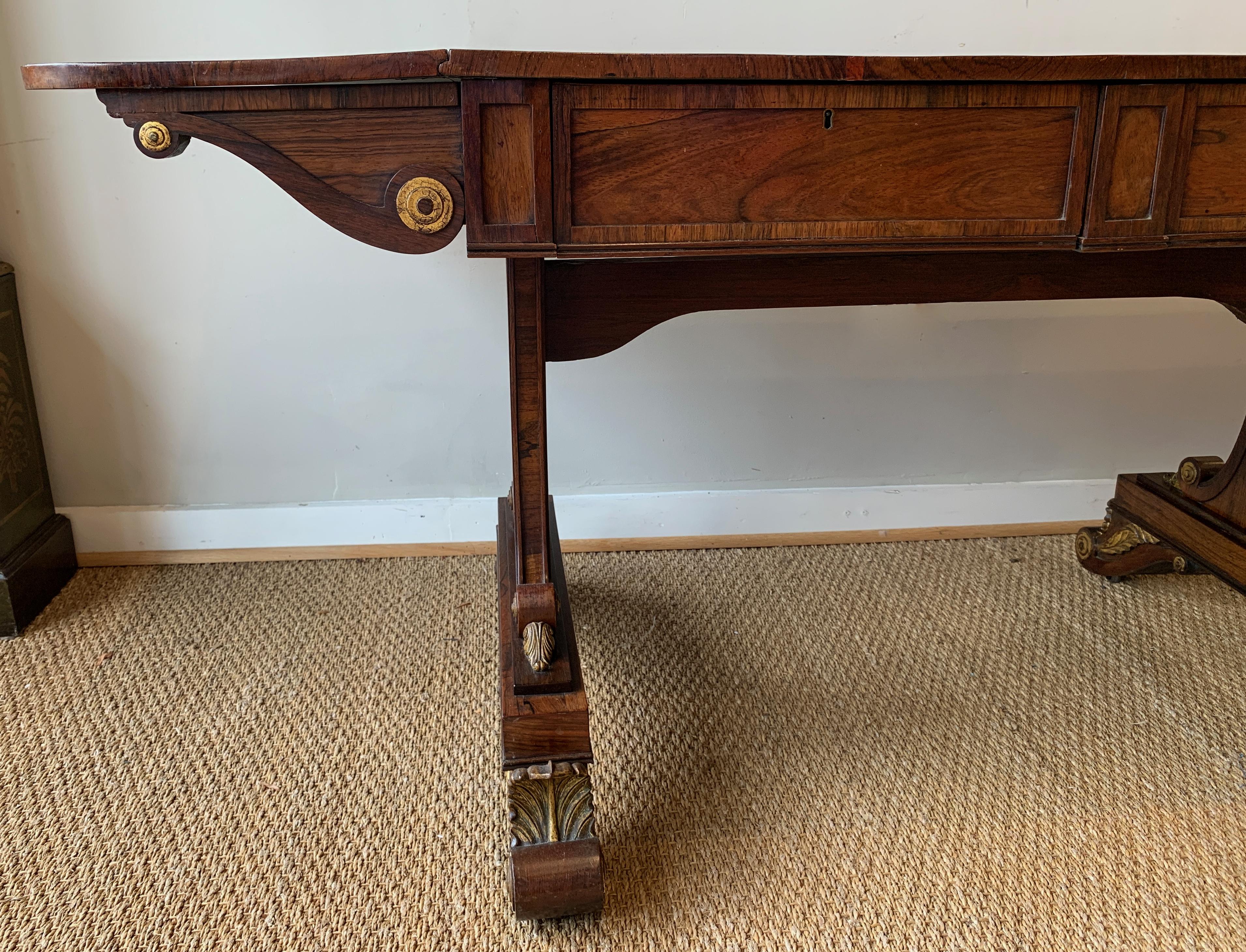 English William IV Period Carved and Gilded Sofa Table 4