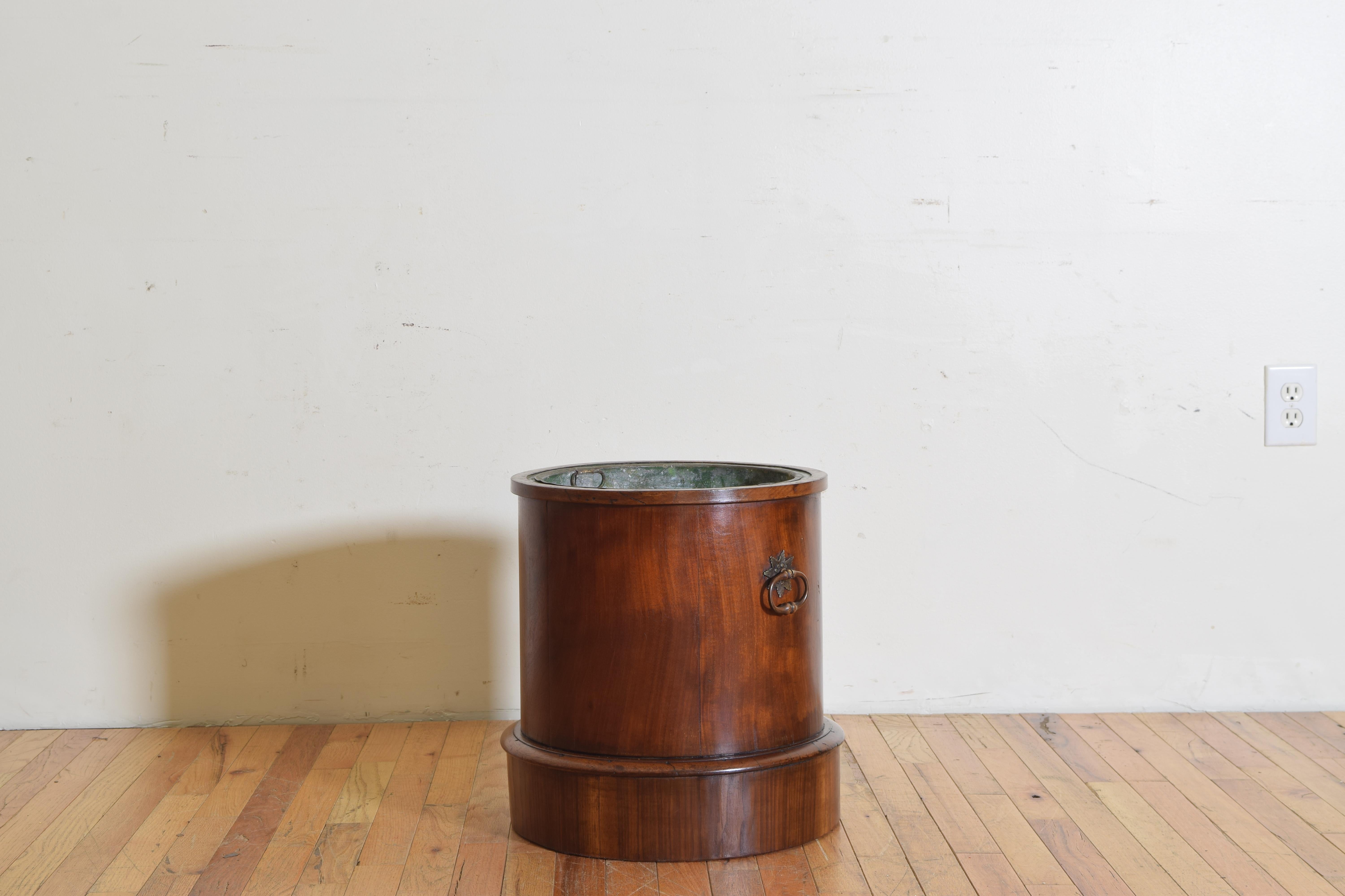Mid-19th Century English William IV Period Mahogany Cylindrical Tole Lined Planter