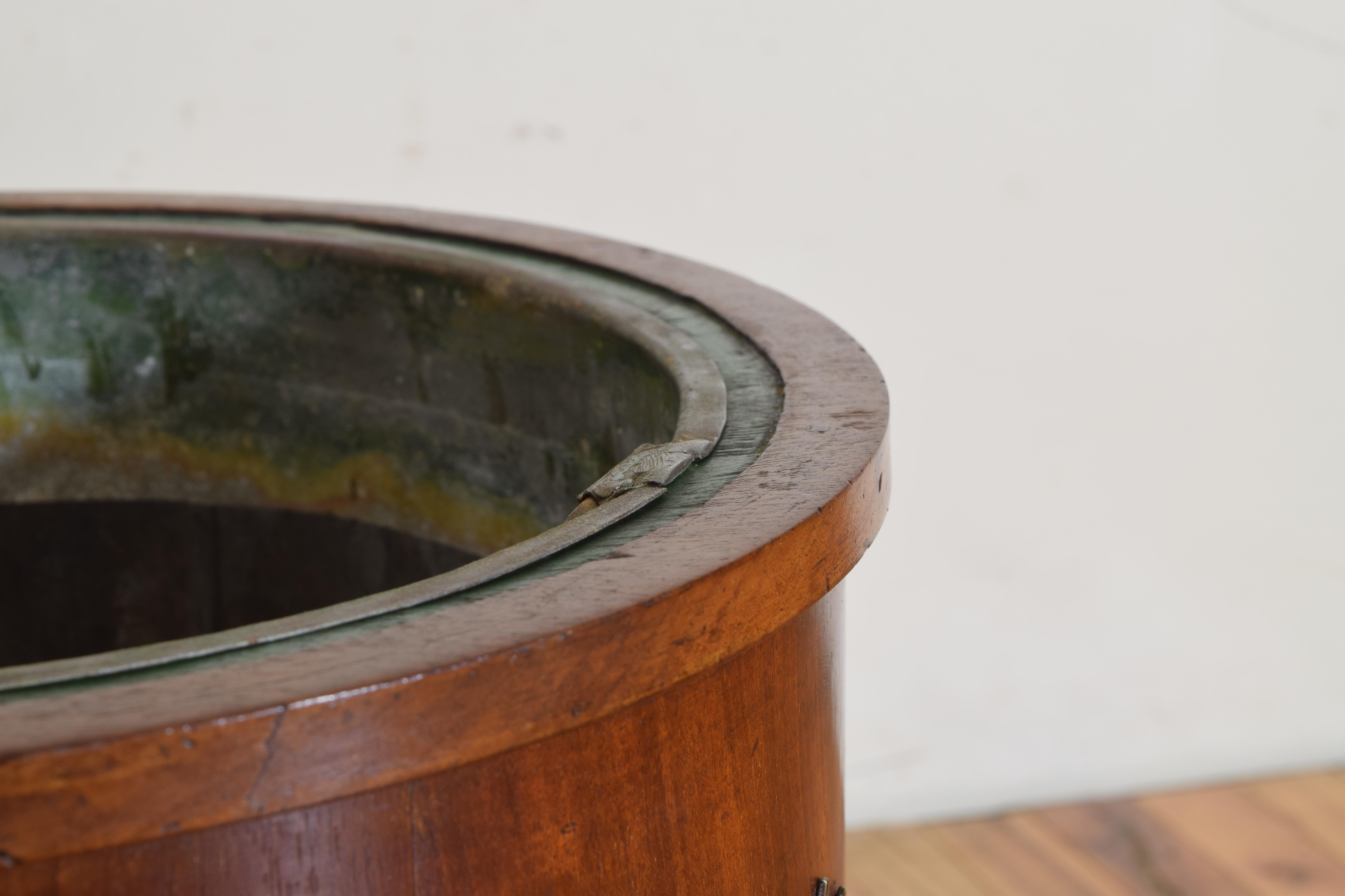 English William IV Period Mahogany Cylindrical Tole Lined Planter 1