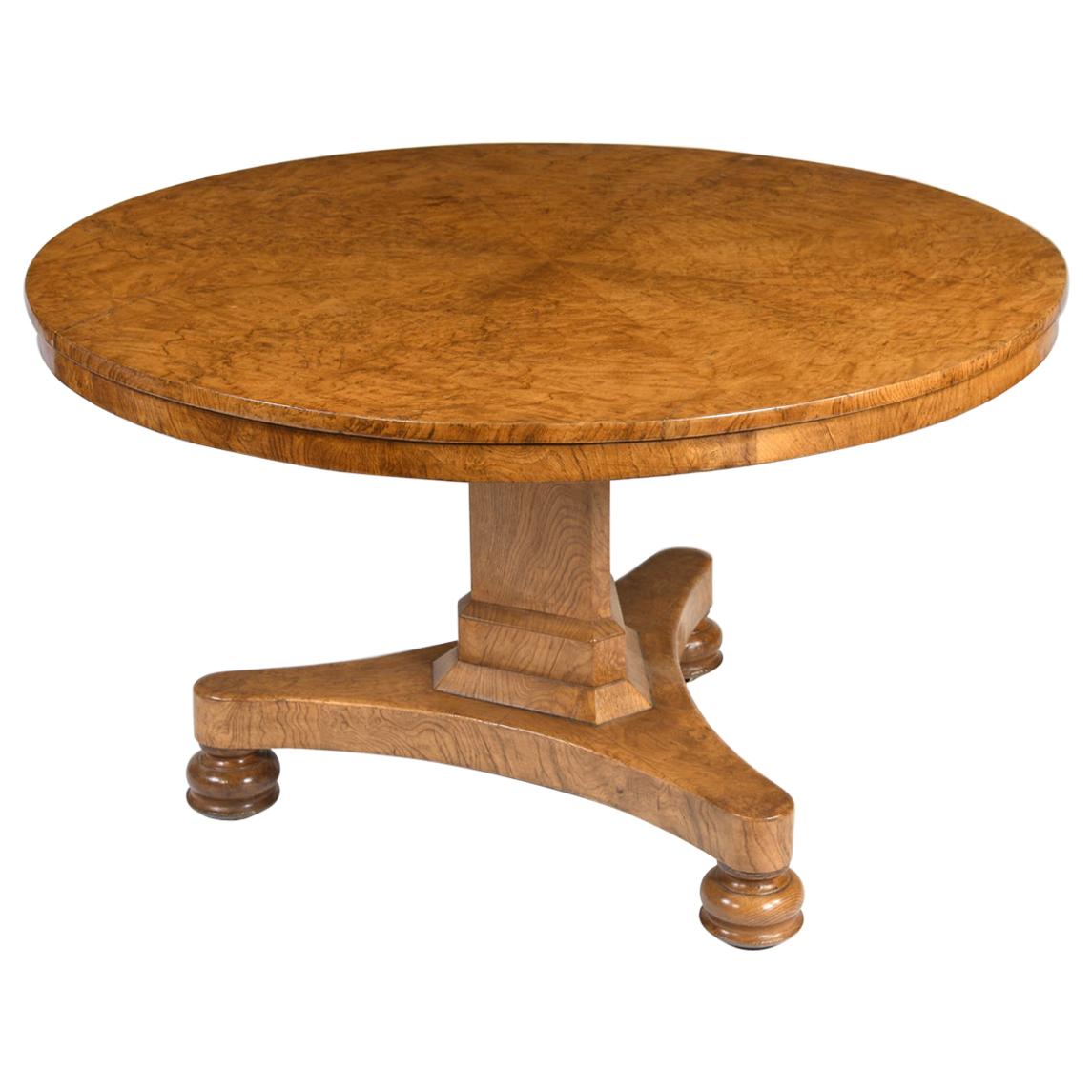 English William IV Period Pollard Oak Center Table, circa 1835