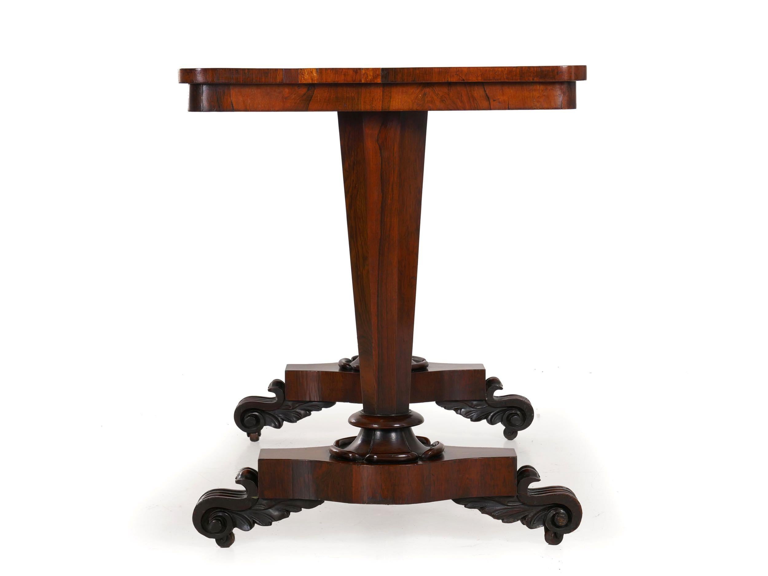 Mahogany English William IV Period Rosewood Antique Writing Table Console, circa 1840
