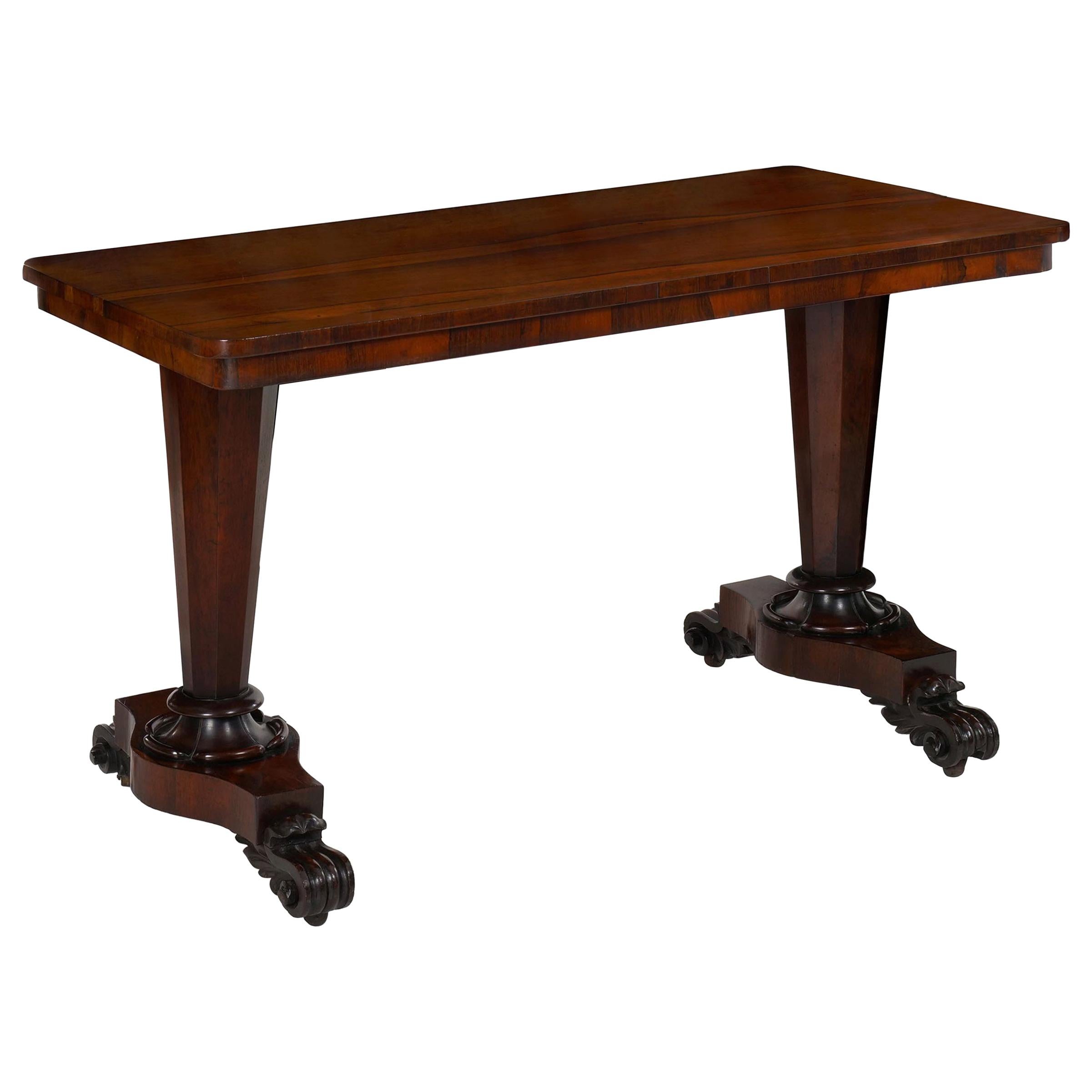 English William IV Period Rosewood Antique Writing Table Console, circa 1840