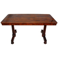 English William IV Period Rosewood Library Table with Pedestal Ends