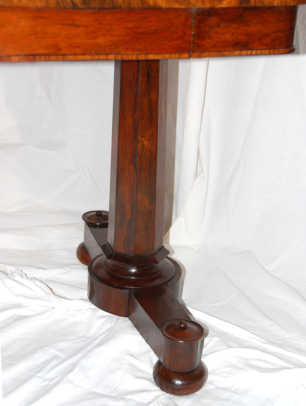 Mid-19th Century English William IV Period Rosewood Pedestal Writing Table