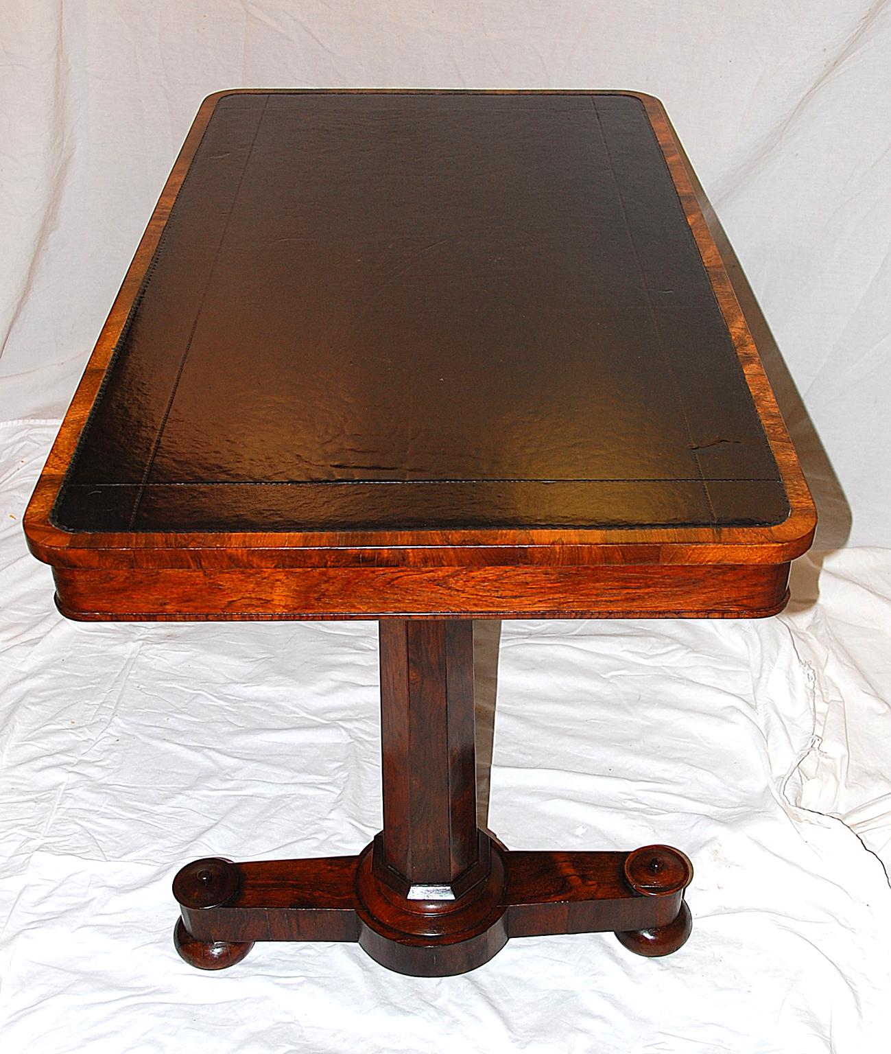 English William IV Period Rosewood Pedestal Writing Table 1