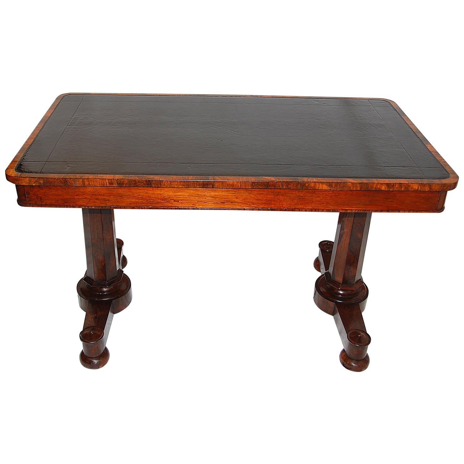 English William IV Period Rosewood Pedestal Writing Table