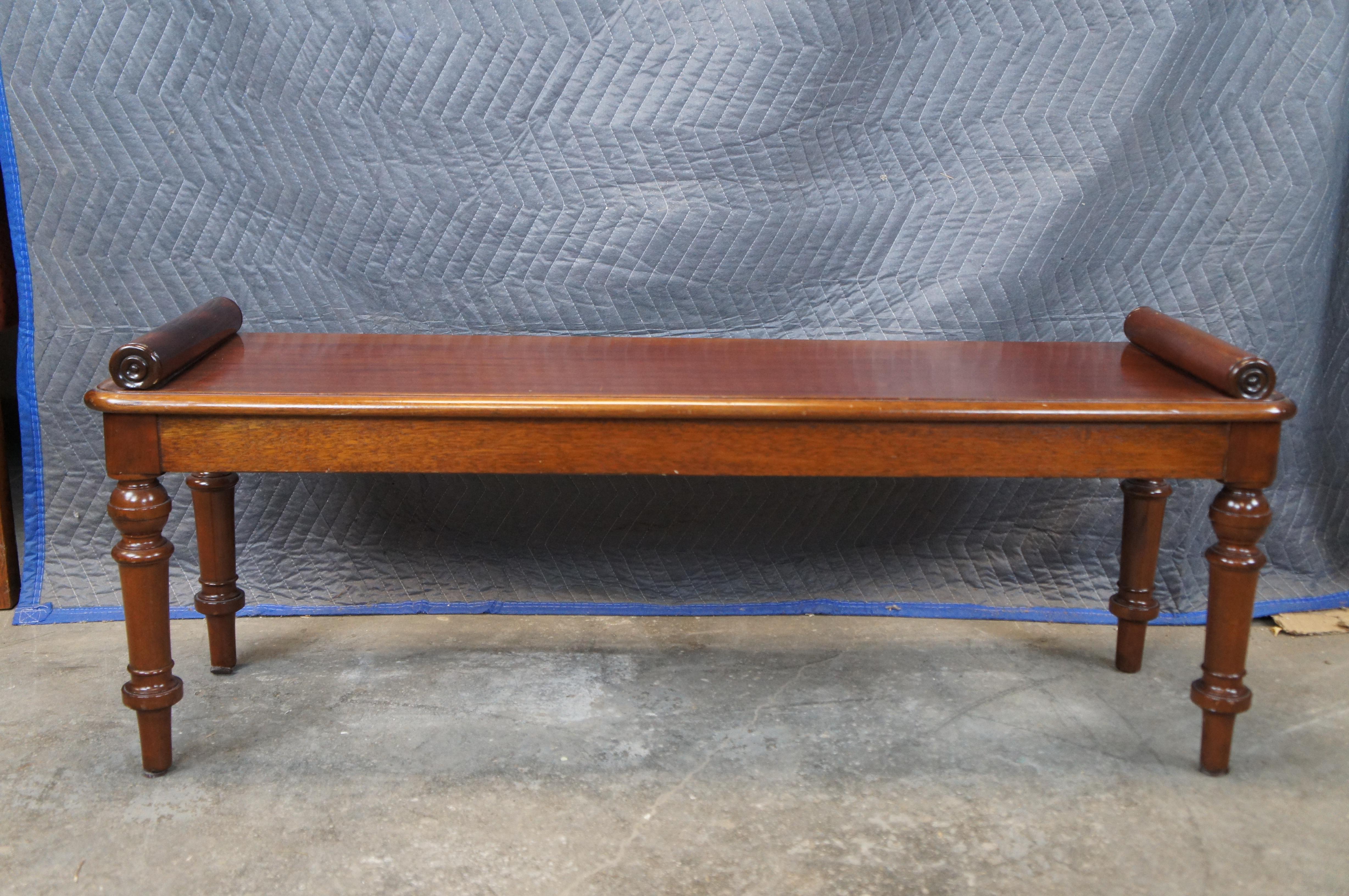 English William IV Regency Style Mahogany Window Seat Foyer Hall Piano Bench 48