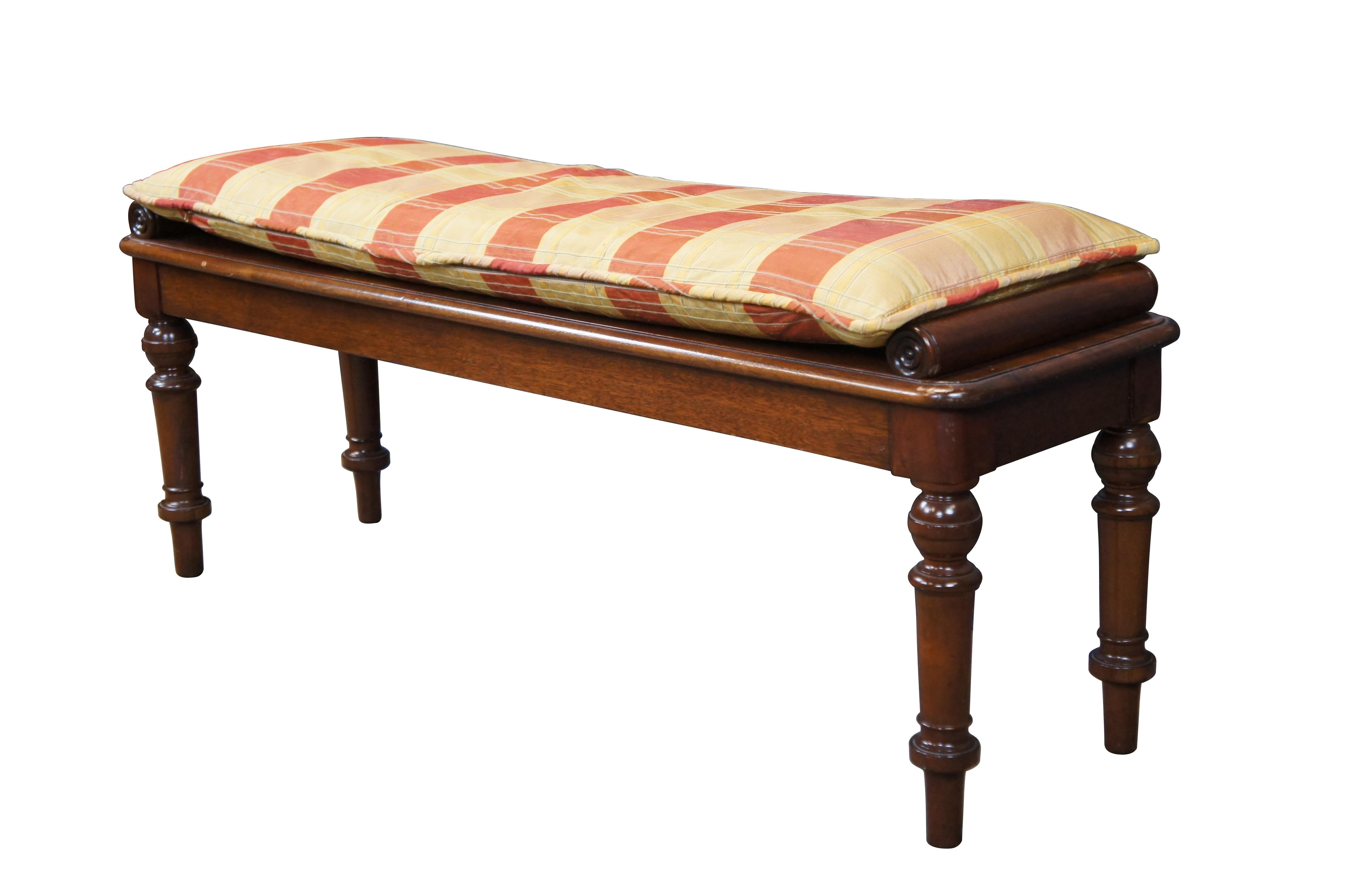 American English William IV Regency Style Mahogany Window Seat Foyer Hall Piano Bench 48