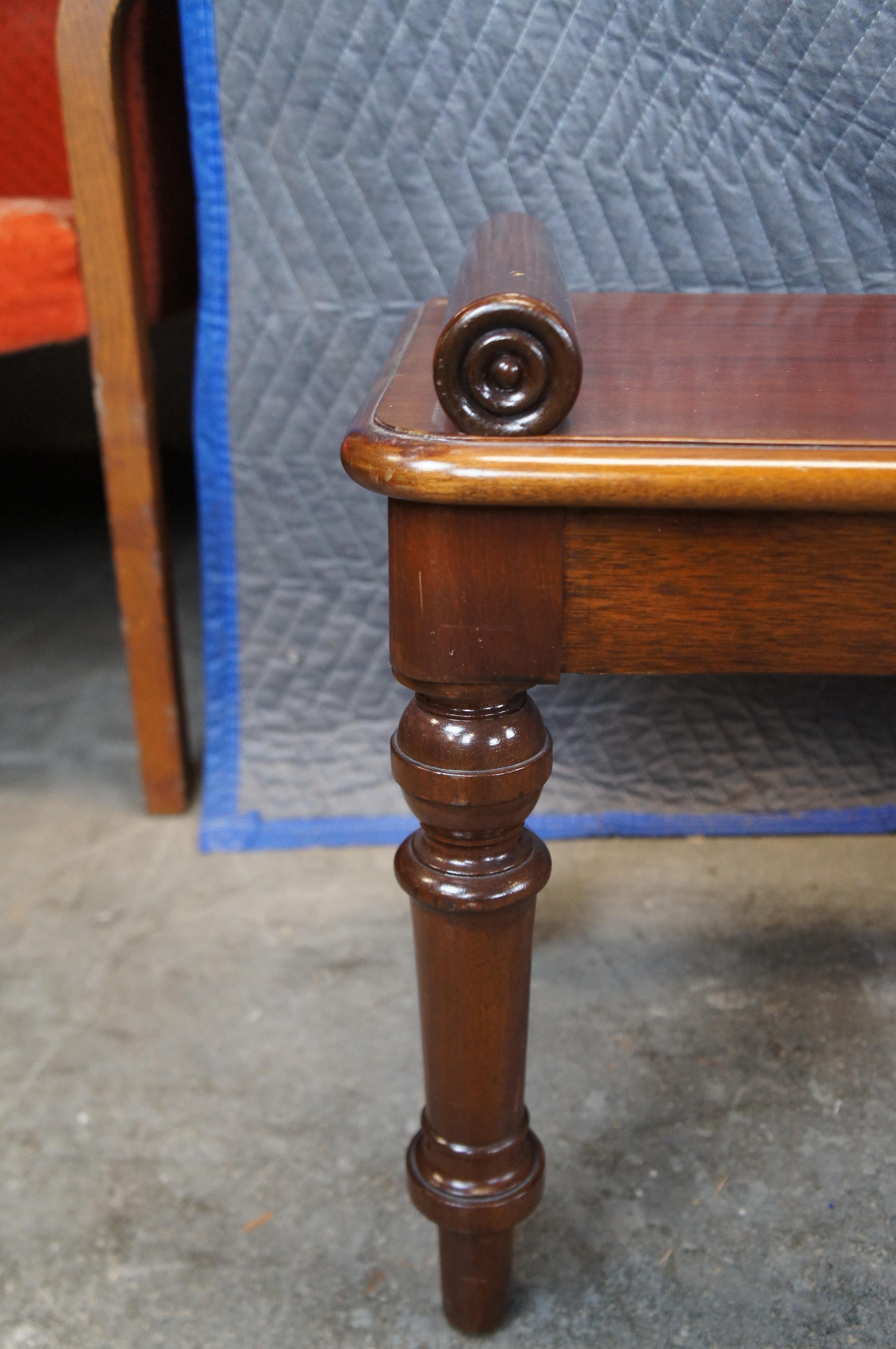 20th Century English William IV Regency Style Mahogany Window Seat Foyer Hall Piano Bench 48