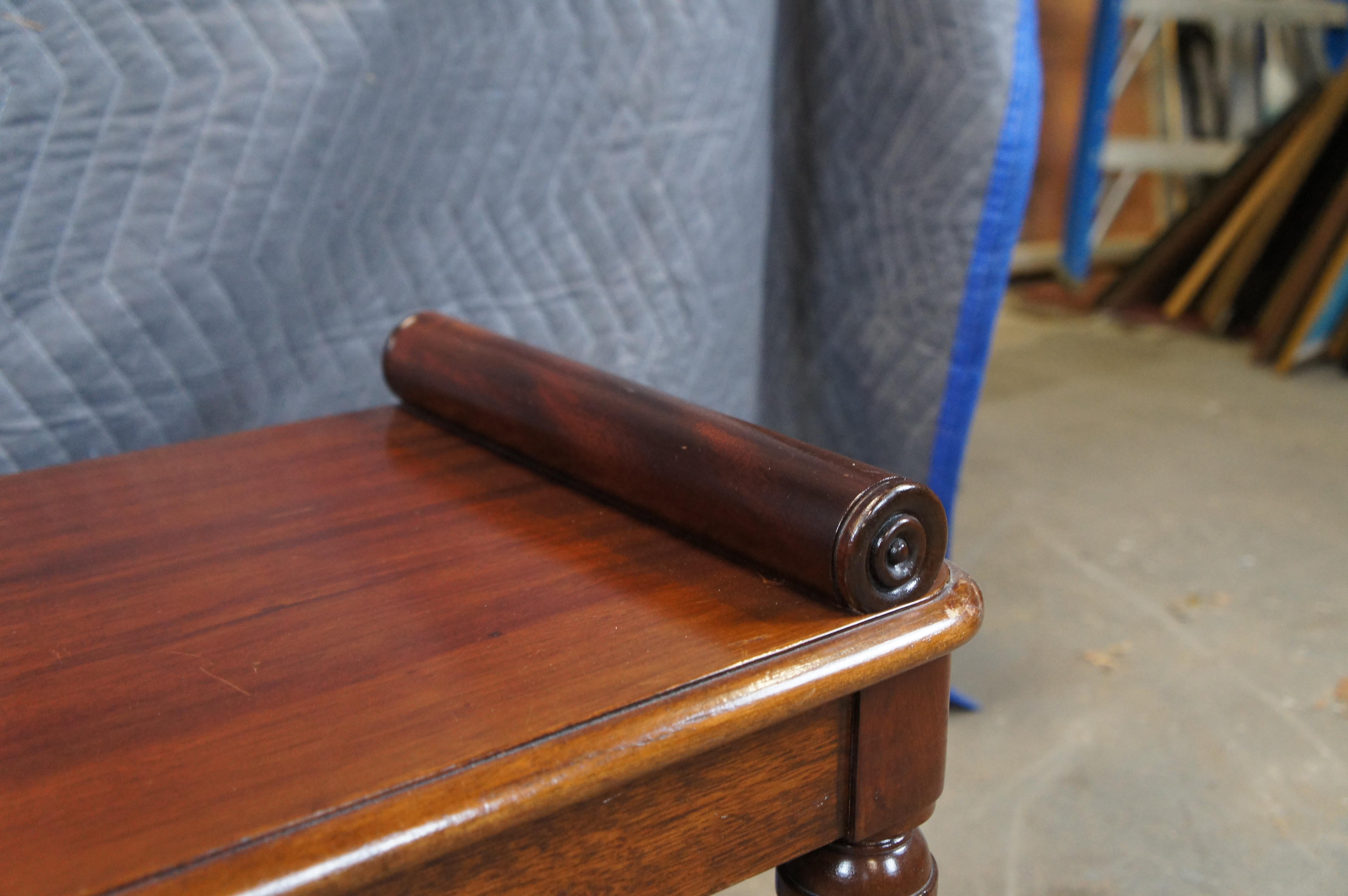 English William IV Regency Style Mahogany Window Seat Foyer Hall Piano Bench 48