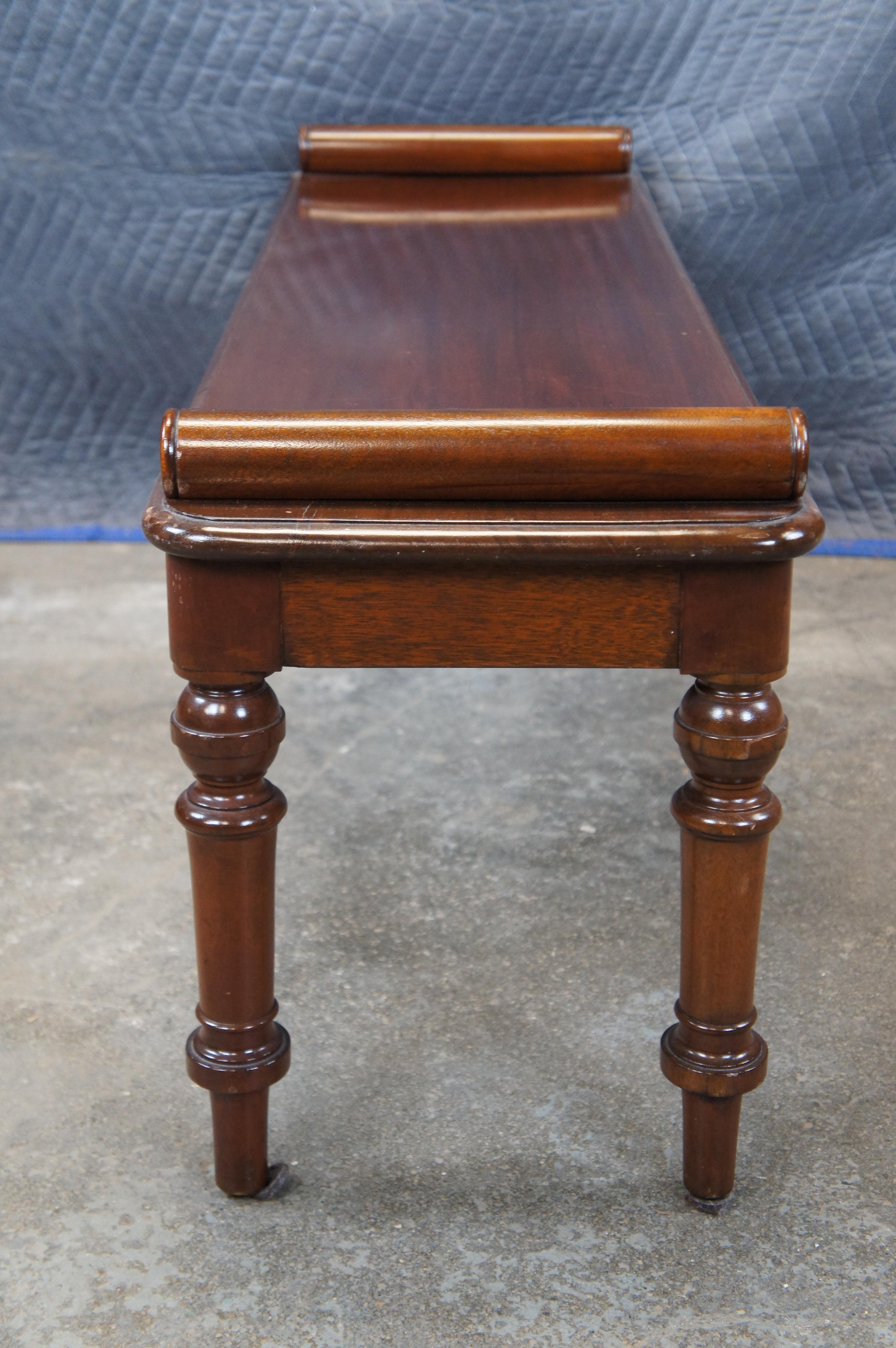 English William IV Regency Style Mahogany Window Seat Foyer Hall Piano Bench 48