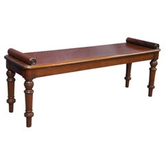Vintage English William IV Regency Style Mahogany Window Seat Foyer Hall Piano Bench 48"