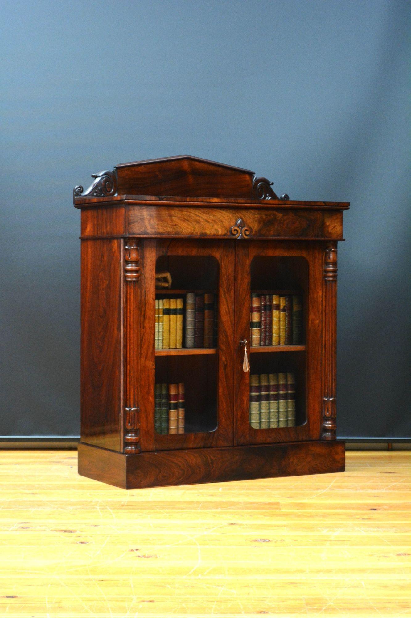 19th Century English William IV Rosewood Chiffonier / Bookcase